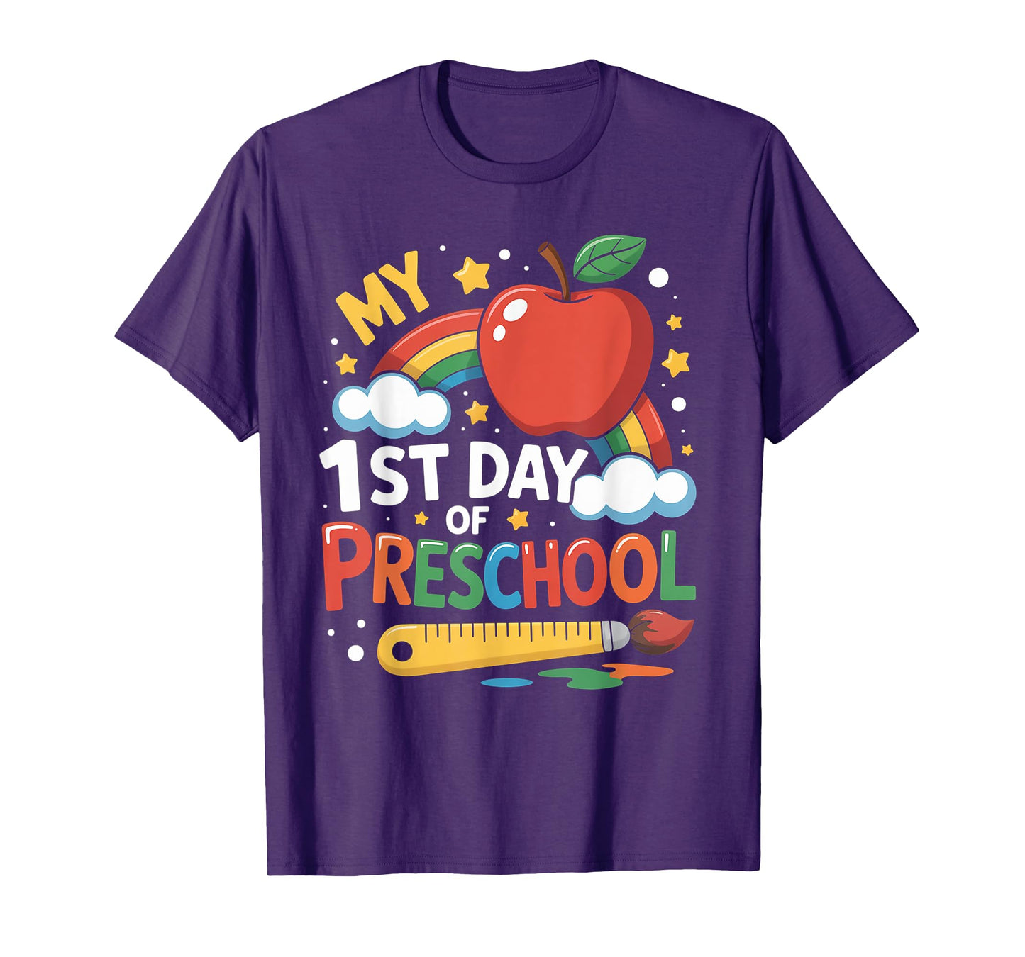 My First Day of Preschool Funny Colorful Rainbow T-Shirt