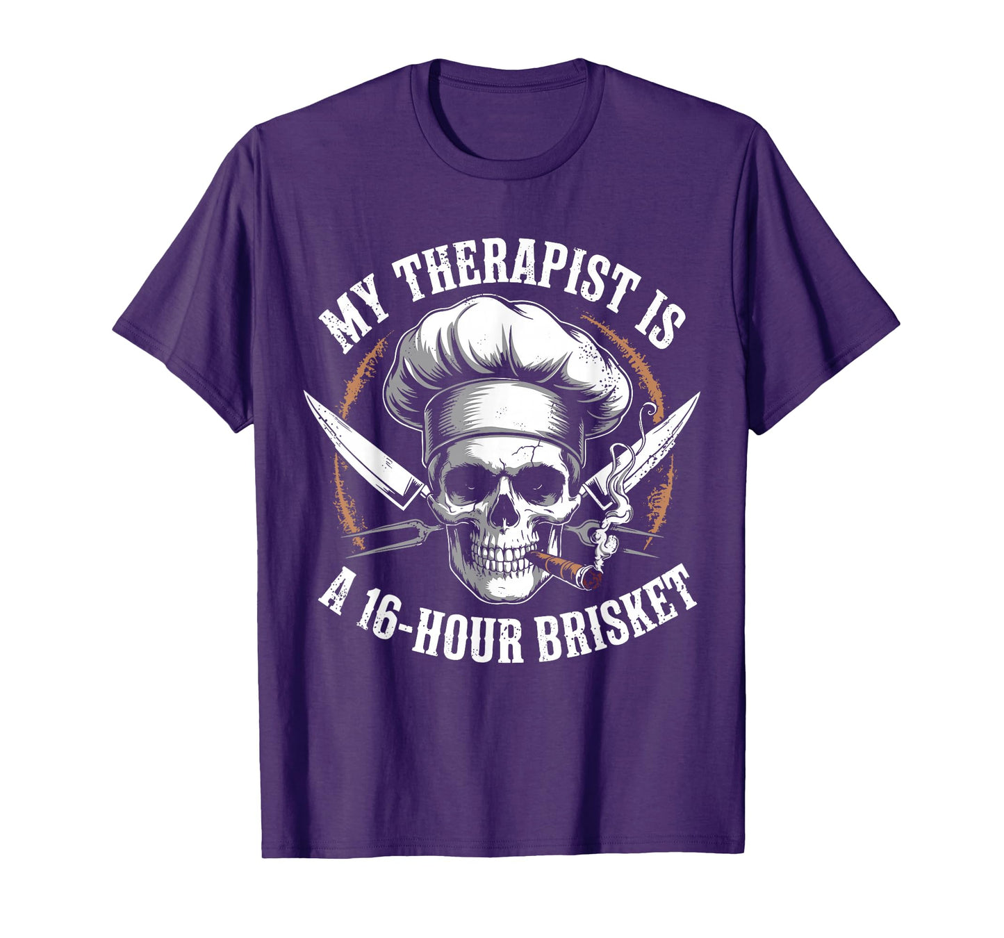 My Therapist is A 16-Hours Brisket Funny Vintage Chef Skull T-Shirt