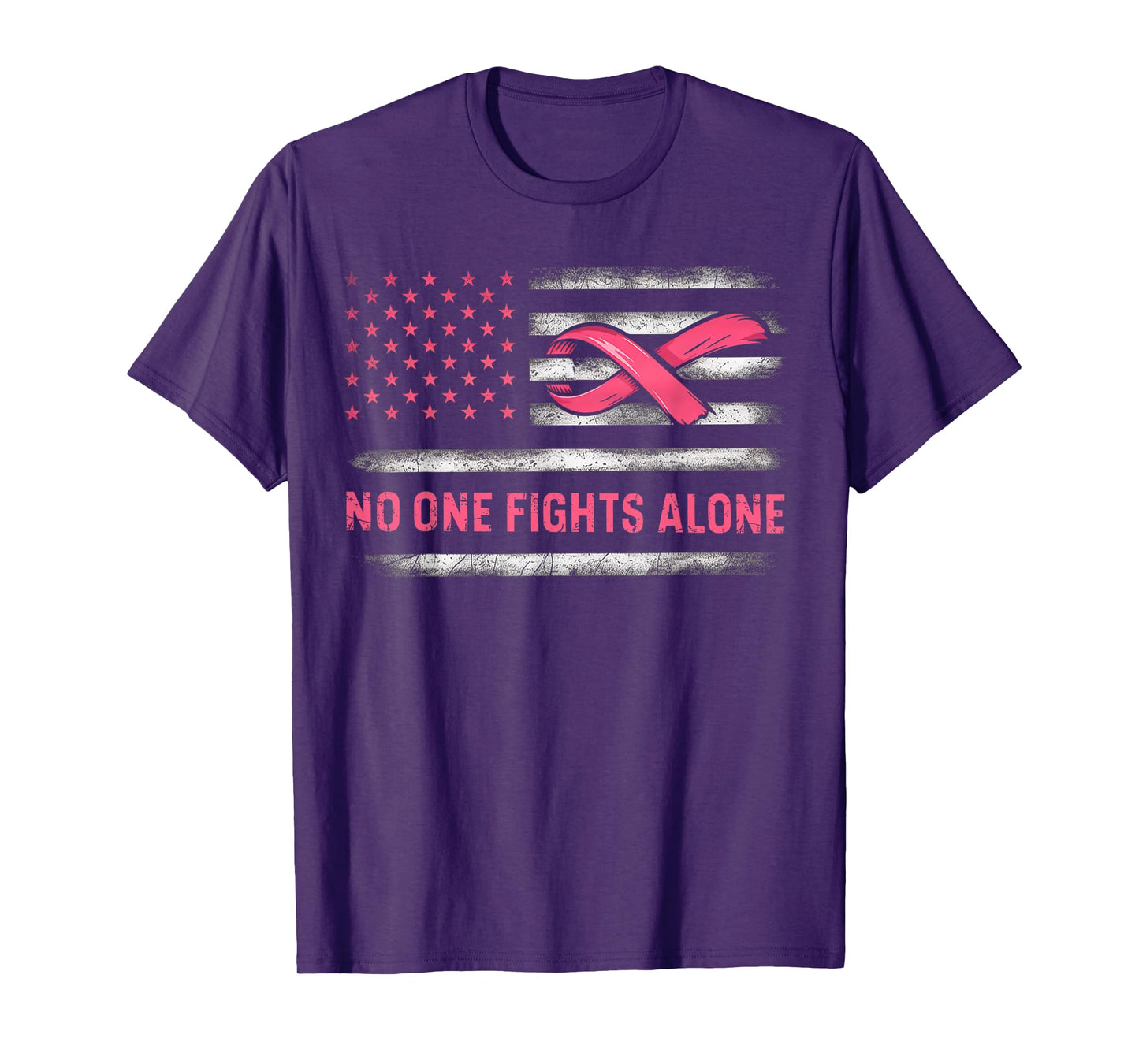 Alone American Flag Pink Ribbon T-Shirt