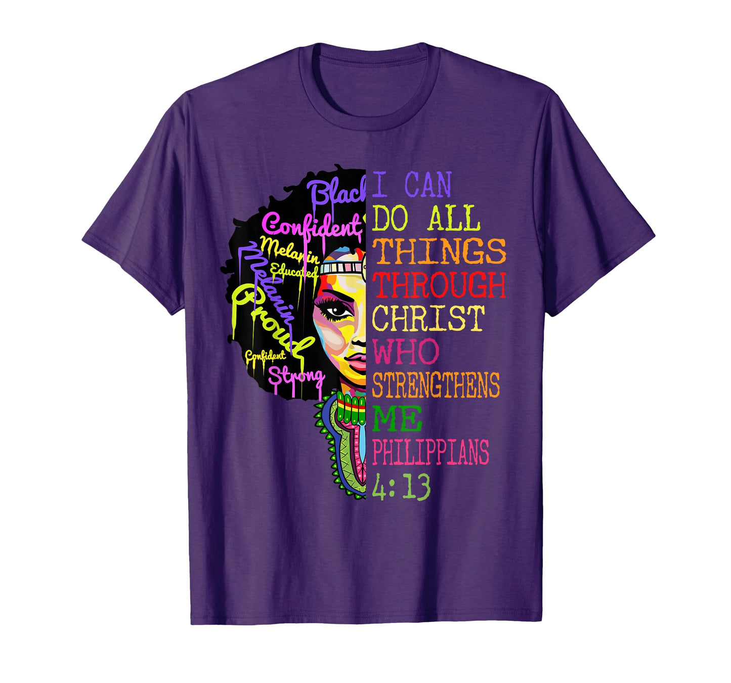 I Can Do All Through Christ Shirt Black Woman Faith T-Shirt