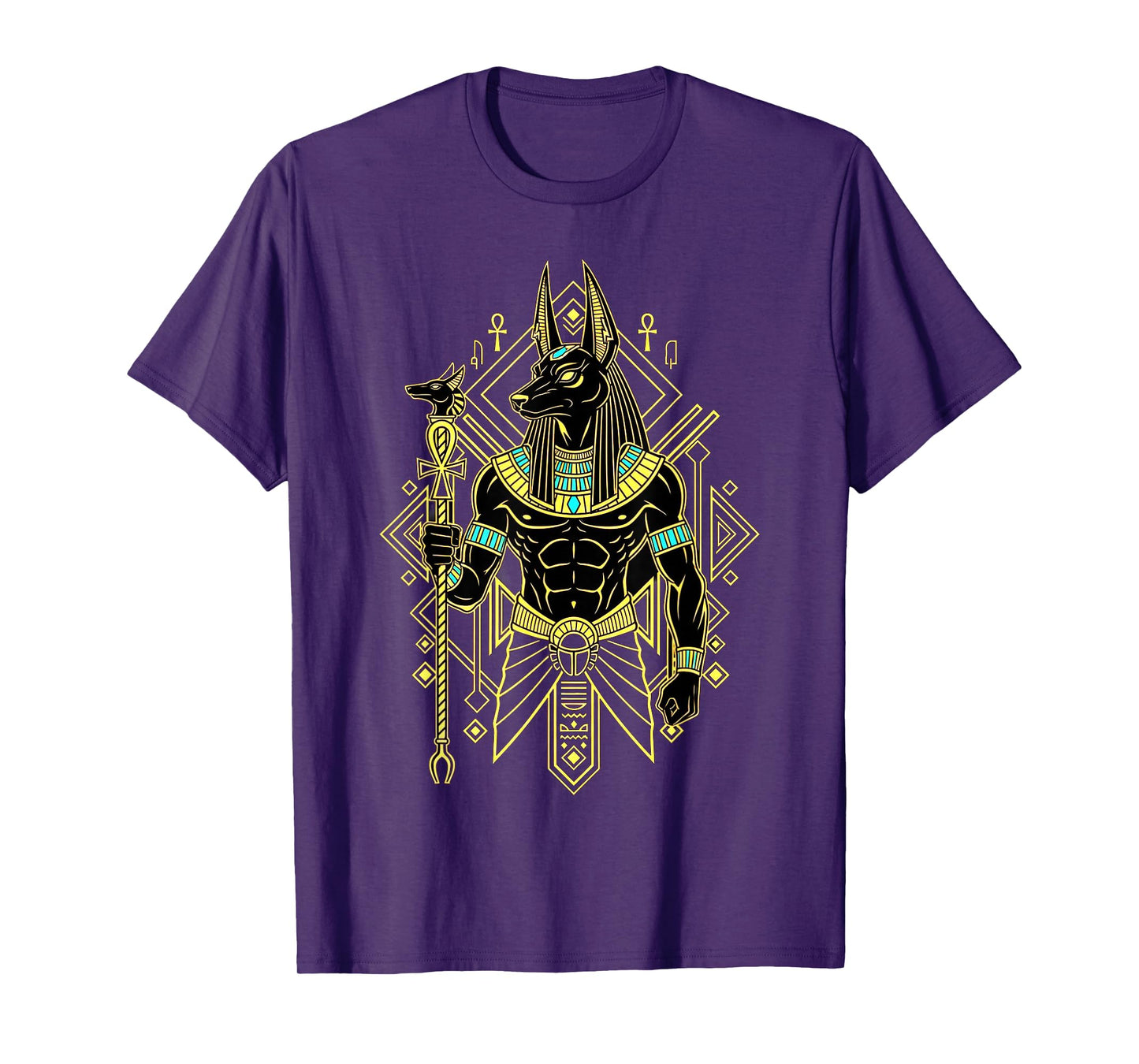 Anubis Pharaoh God King of Egypt Geometric Pattern Graphic T-Shirt