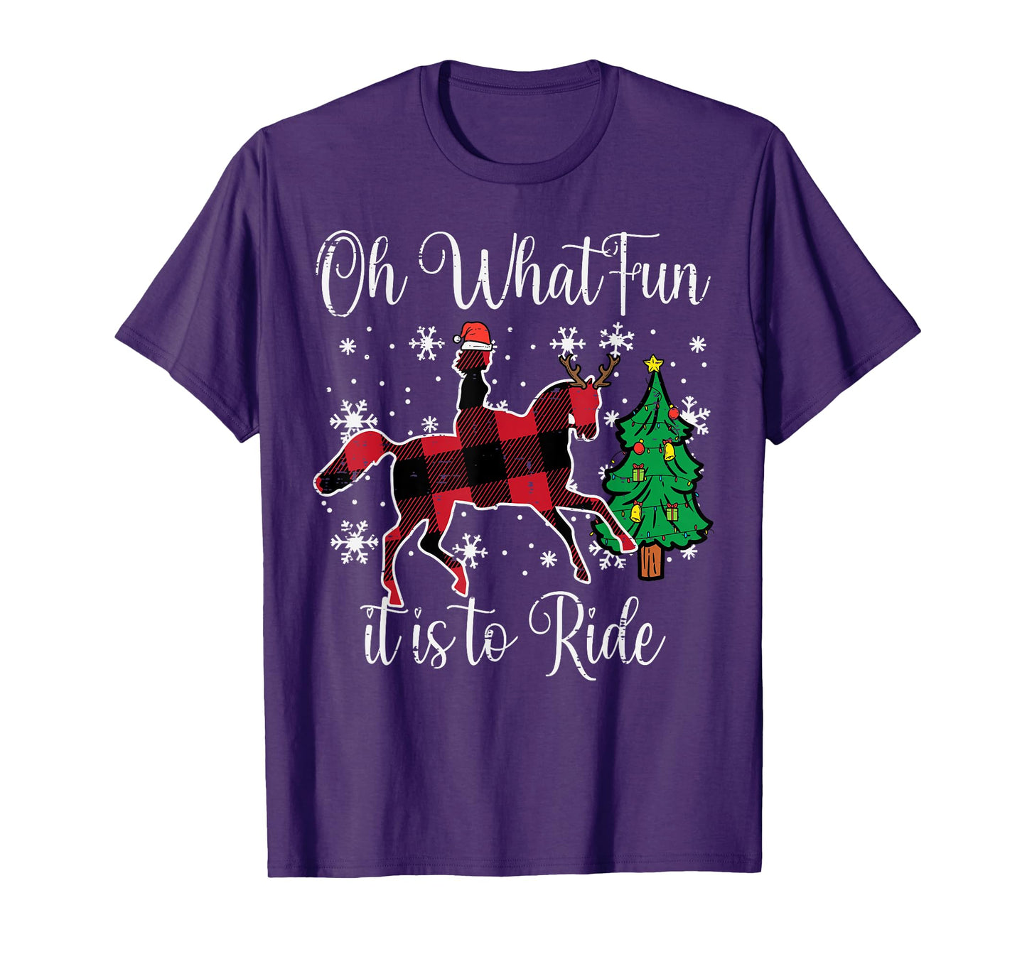 Horse Oh What Fun It Is To Ride Christmas Xmas Girls Women T-Shirt