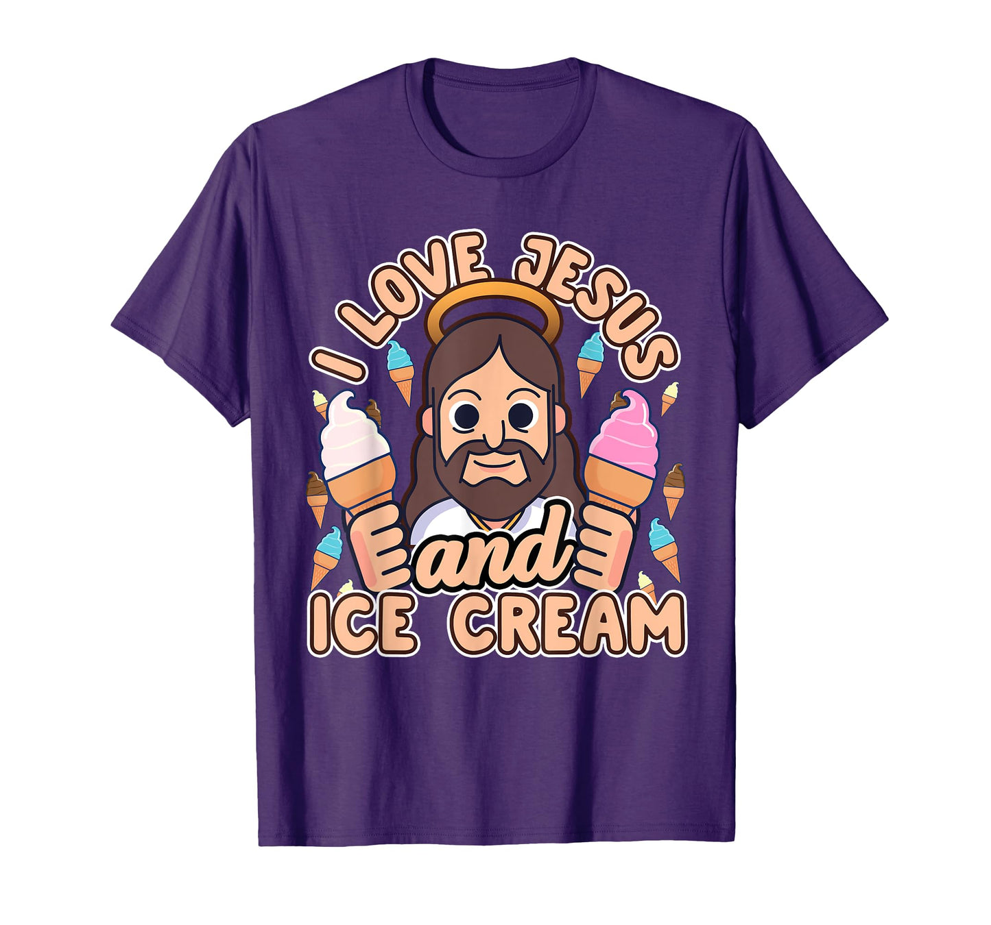 I Love Jesus And Ice Cream Christian Dessert Quote Gift T-Shirt