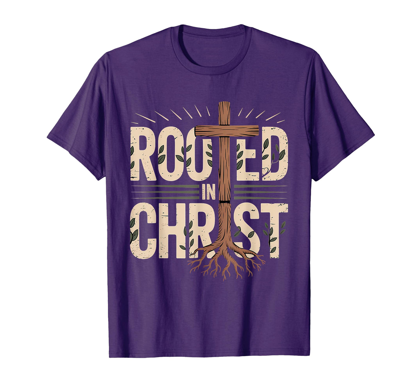Rooted in Christ Jesus Cross Christian Faith T-Shirt