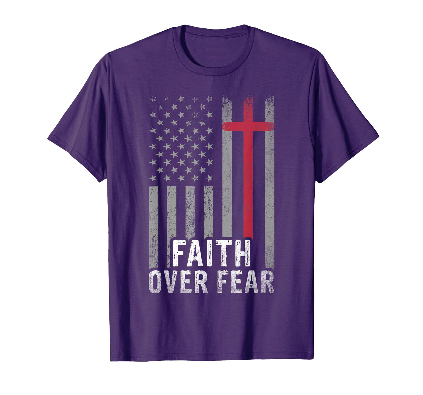 USA Flag Patriotic Christian Faith Over Fear Jesus Christ T-Shirt