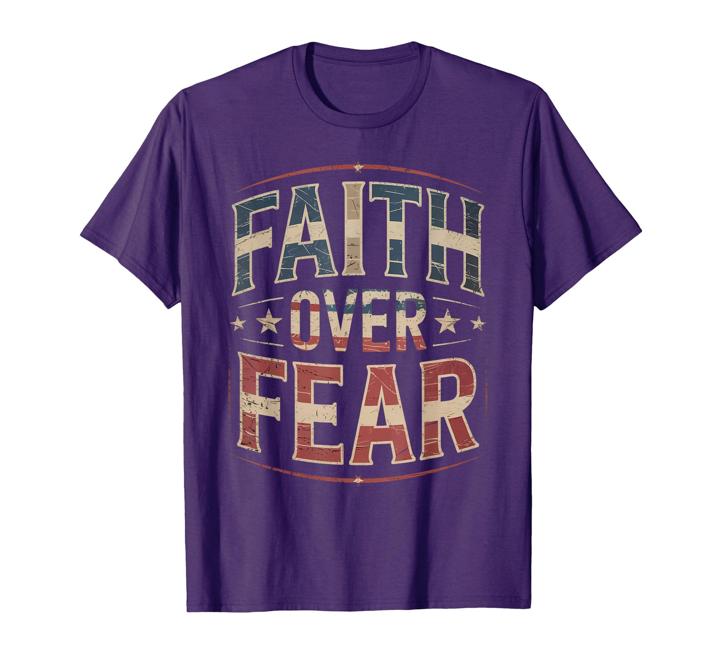 America Pride US Flag Faith Over Fear Prayer T-Shirt