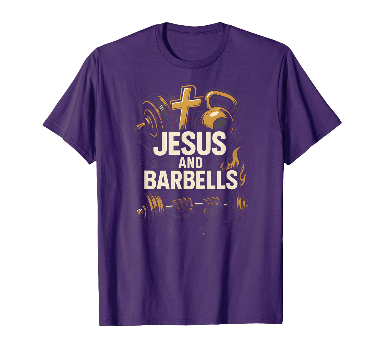 Christian Fitness Jesus and Barbells Cool Mens Faith Apparel T-Shirt