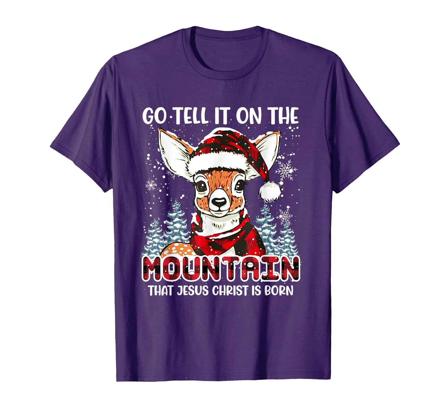 Reindeer Go Tell It On The Mountain Christ Funny Christmas T-Shirt