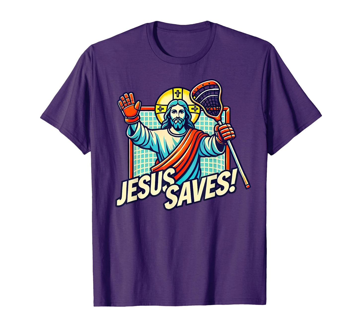 Funny Lacrosse Jesus Saves Goalie Sports Humor T-Shirt