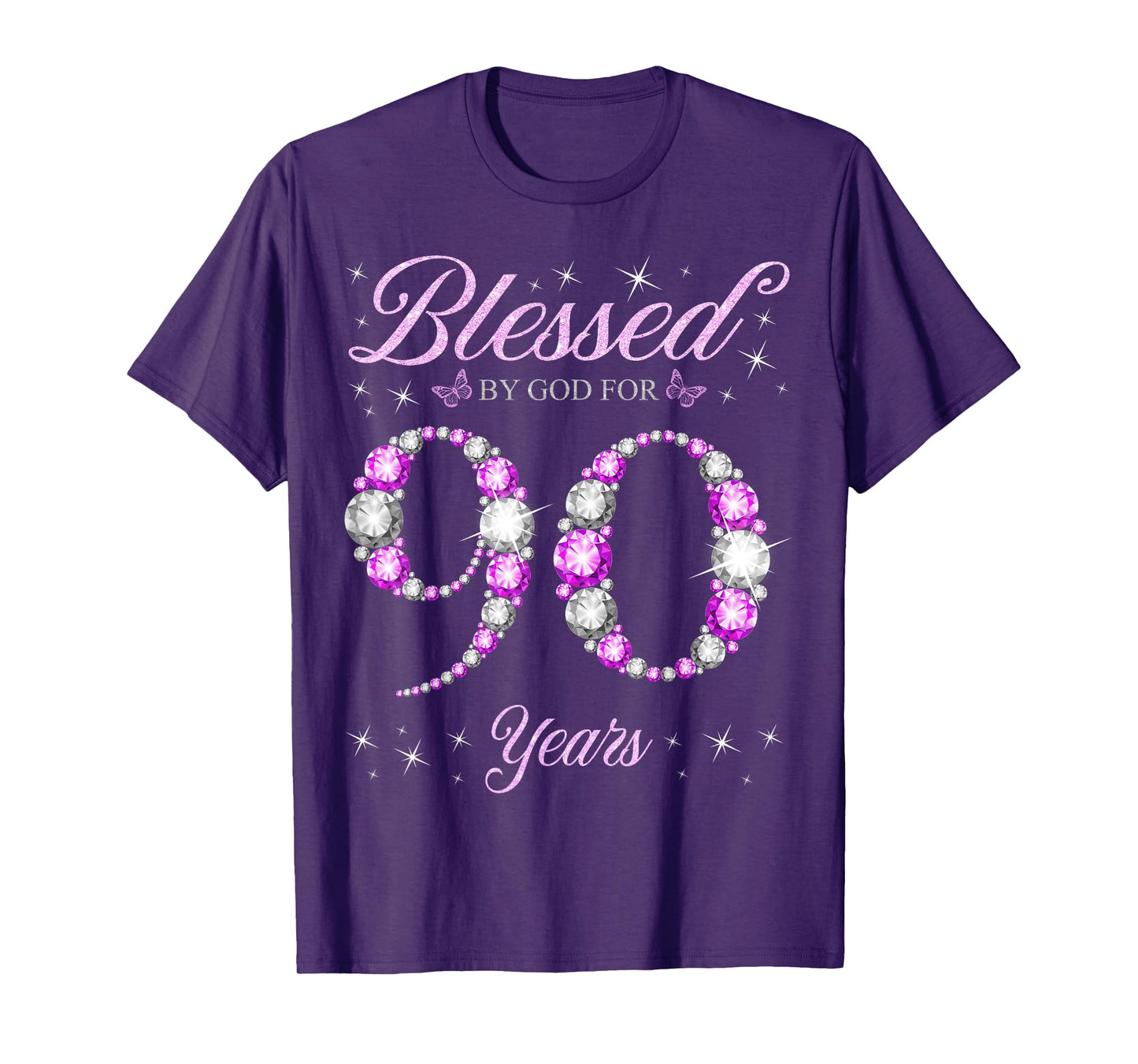 Blessed By God For 90 Years Old 90th Birthday B-Day Party T-Shirt