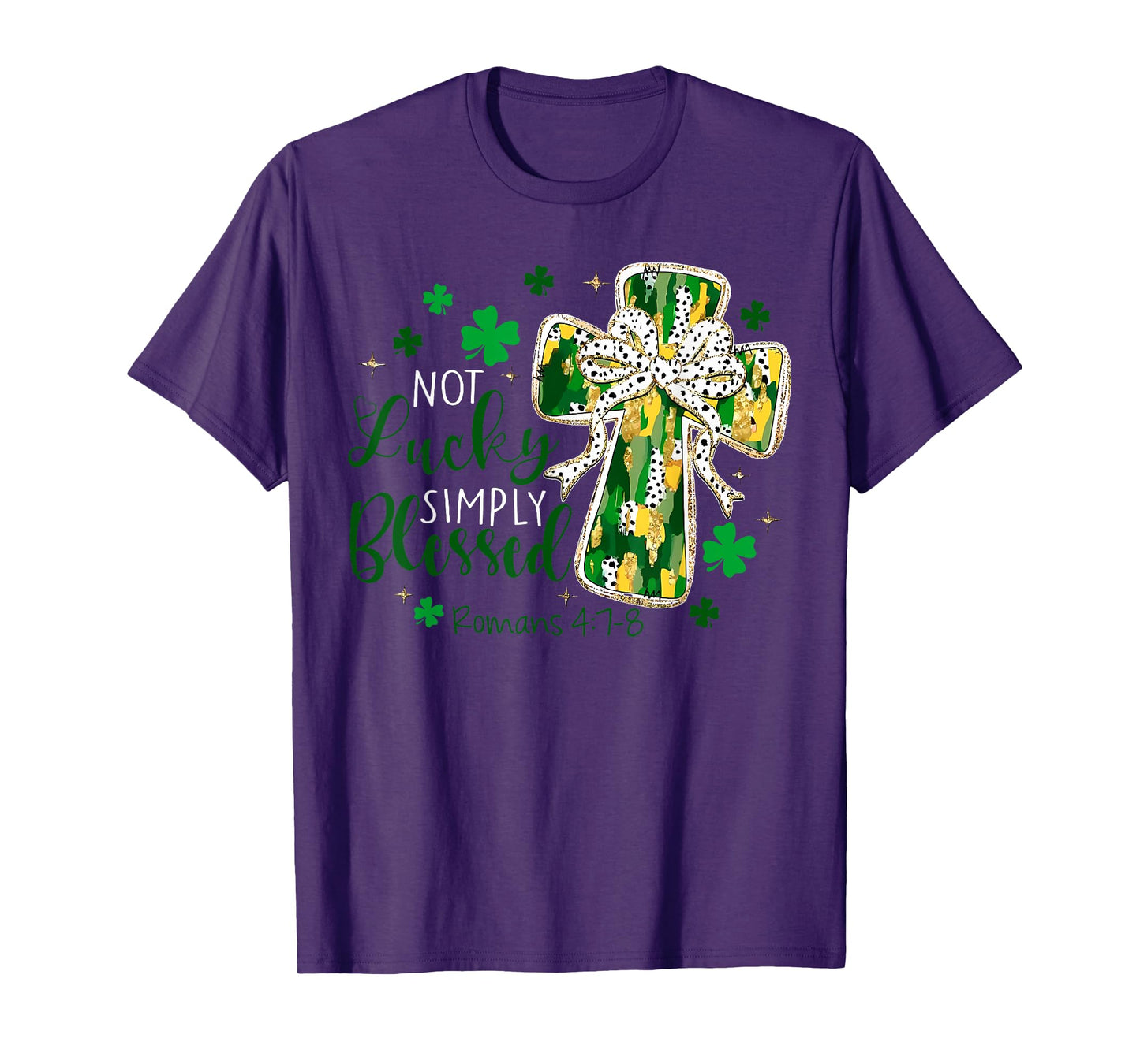 Not Lucky Simply Blessed Coquette Bow Cross St Patrick's Day T-Shirt
