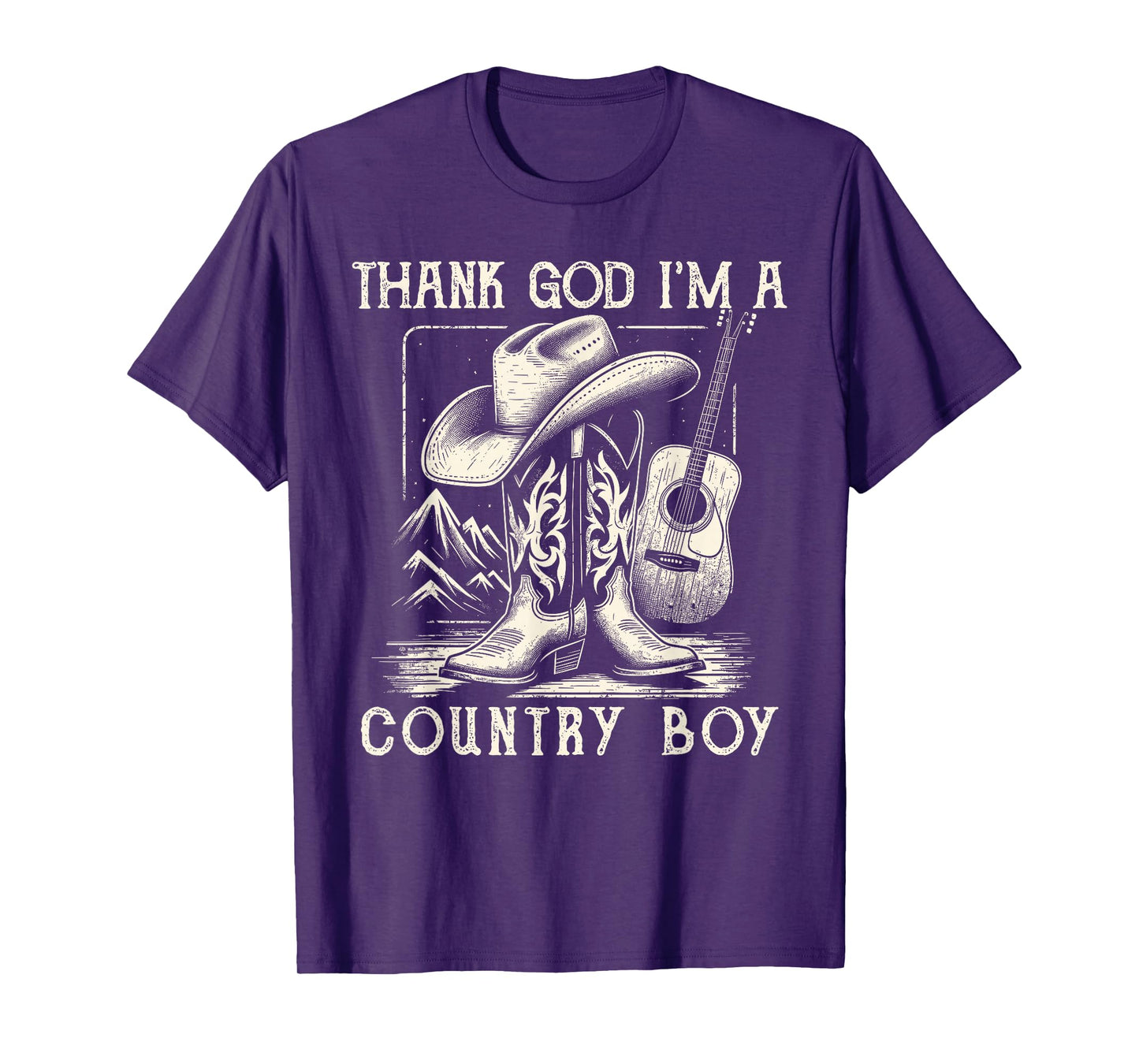 Thank God I'm A Country Music Boy Cowboy Western Retro T-Shirt