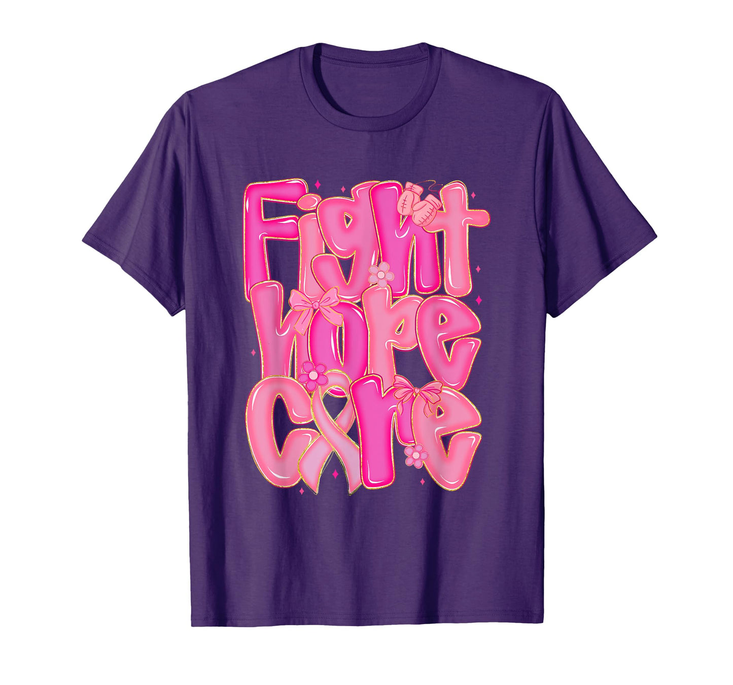 Retro Faith Hope Cure Pink Ribbon Breast Cancer Awareness T-Shirt