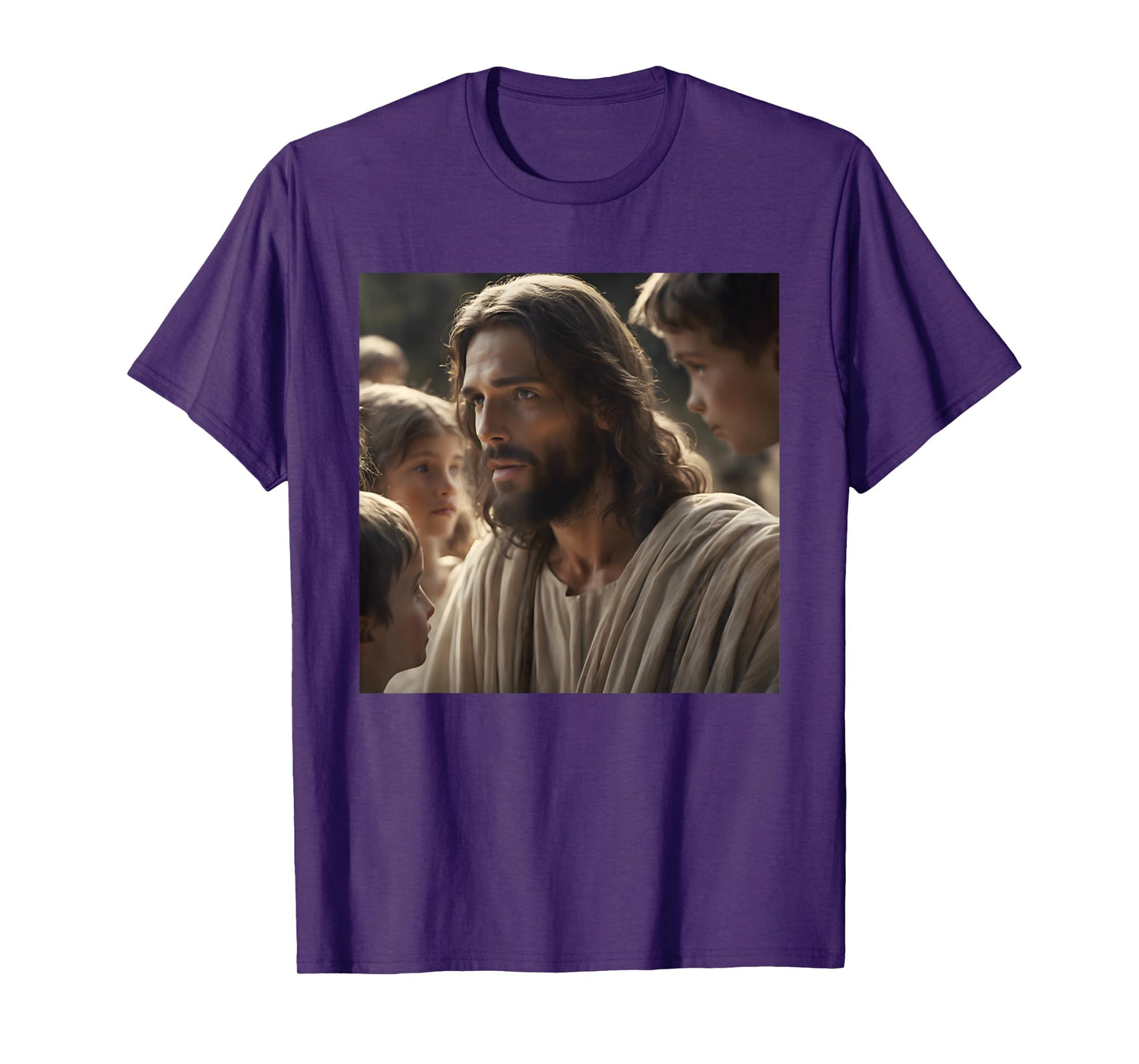 Vintage Jesus With Kids Face Of Jesus Portrait Christ T-Shirt