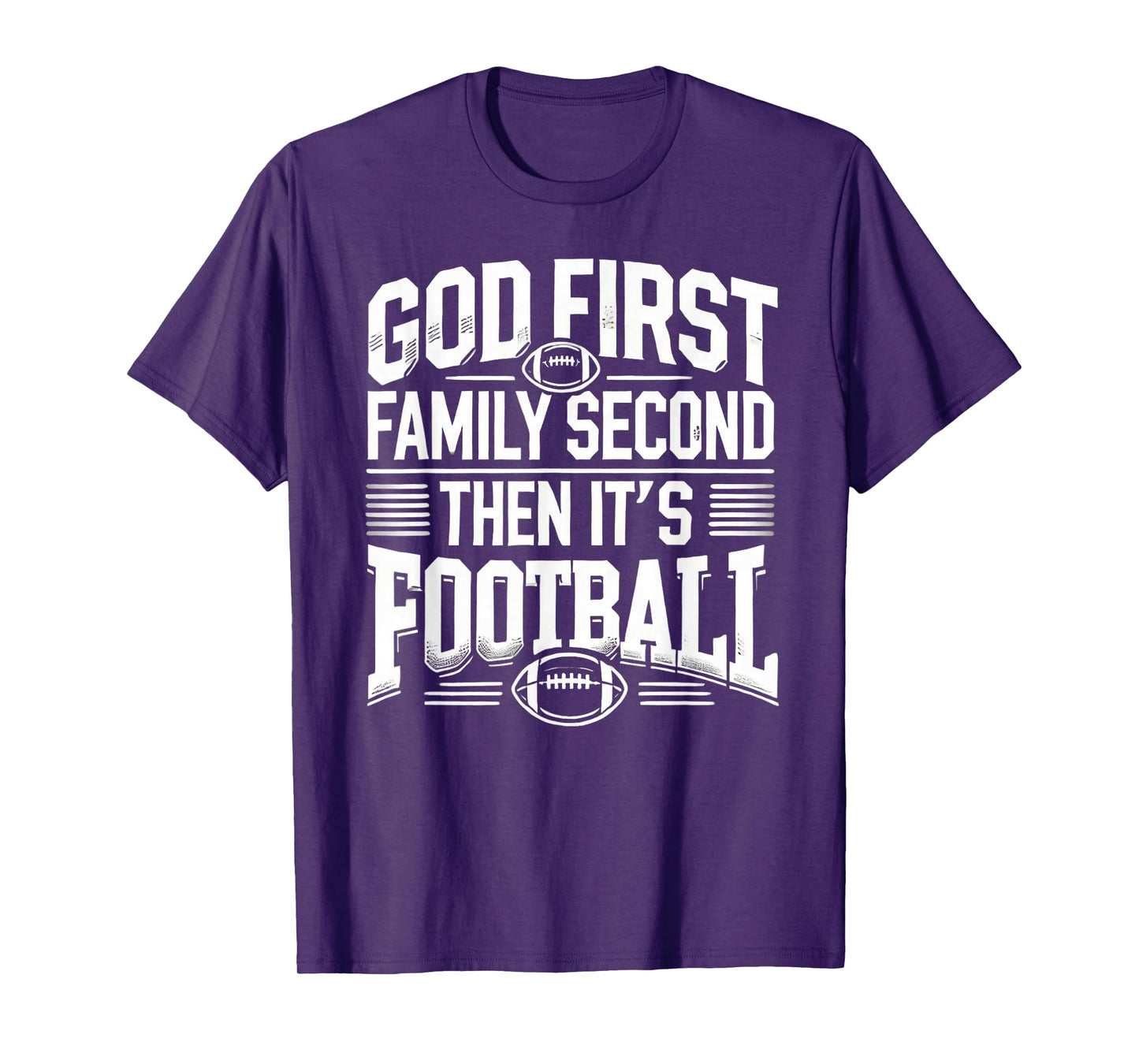 Religious God First Family Second Football Player Sport Gift T-Shirt