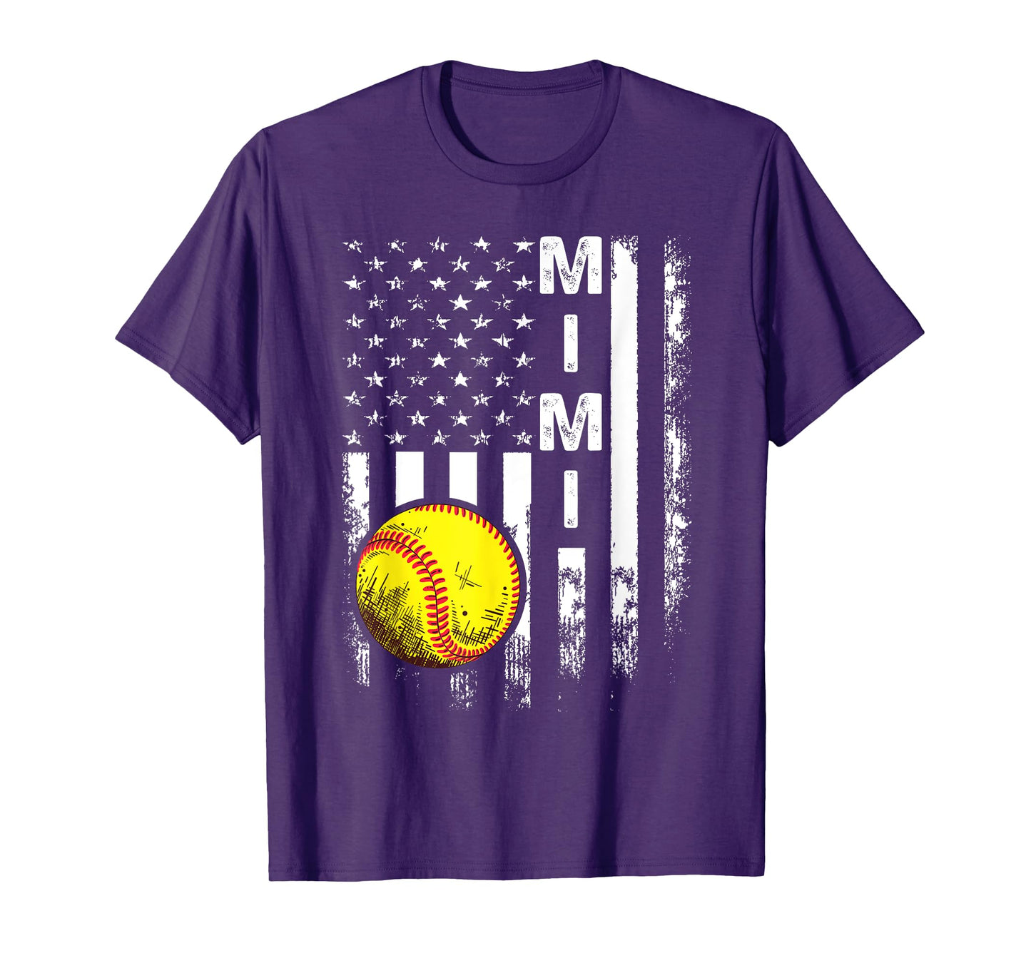 Softball Mimi America Flag Men Women Vintage Christmas T-Shirt