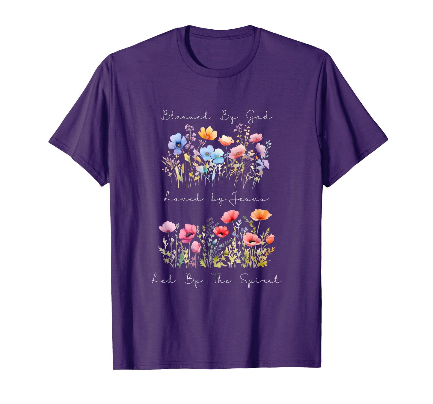 Blessed by God Loved by Jesus Wildflower Floral Christian T-Shirt