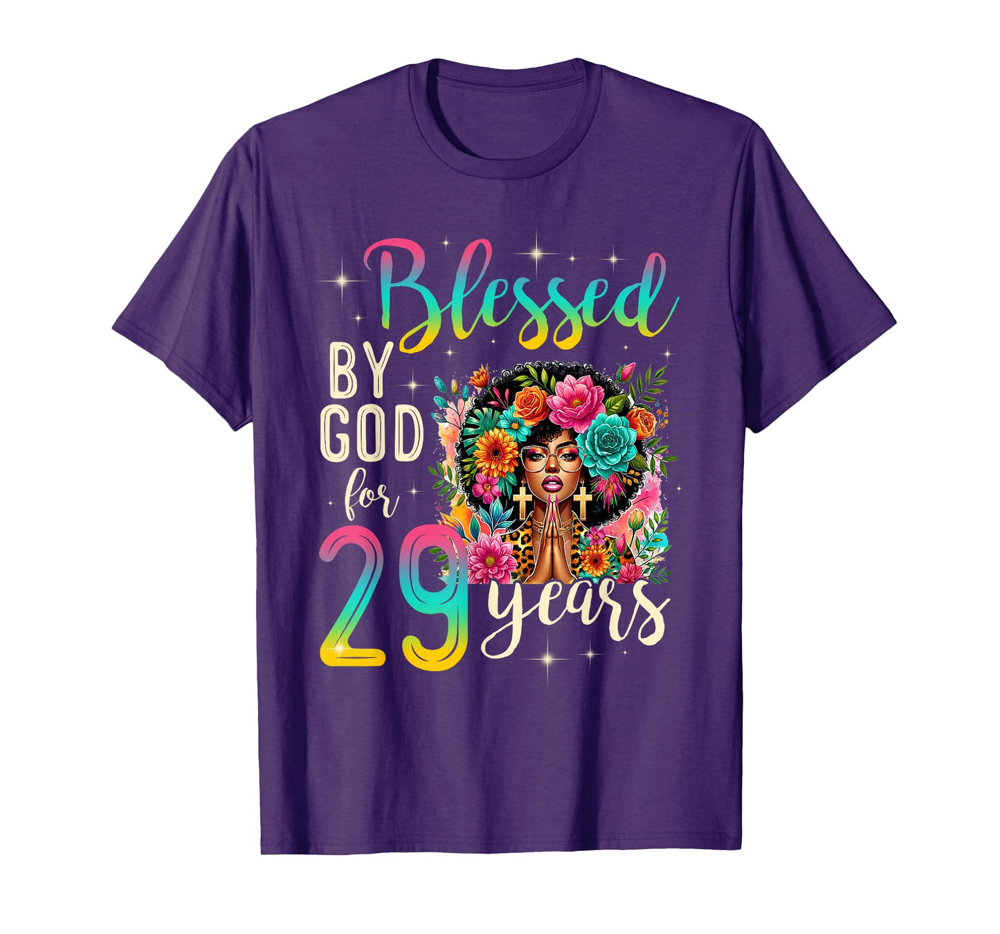 Black Girl Blessed by God for 29 Years Christian Birthday T-Shirt