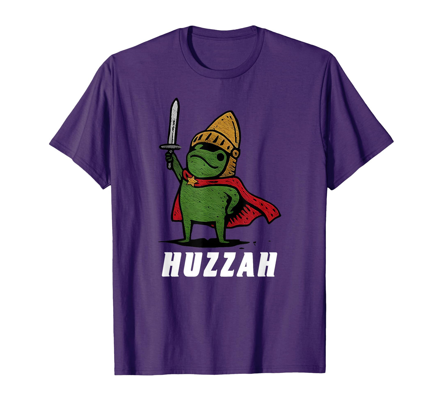 Huzzah Frog Knight Funny Sword Meme Quote T-Shirt