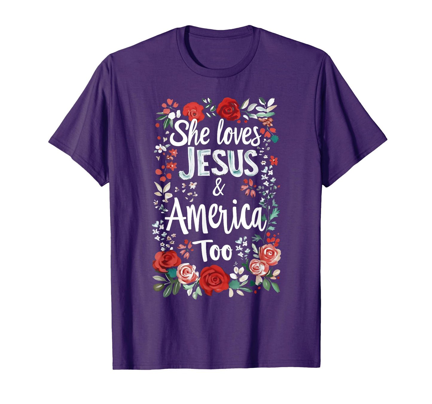 She Loves Jesus America Too Patriotic Christian 4th Of July T-Shirt