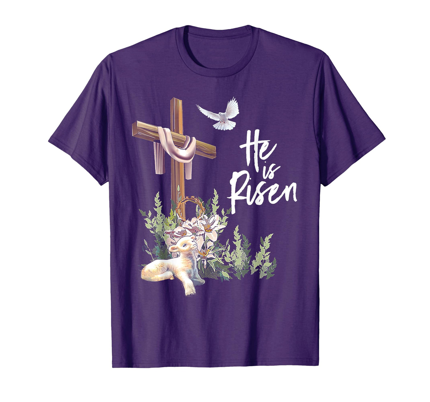 He Is Risen Cross Dove Sheep T-Shirt