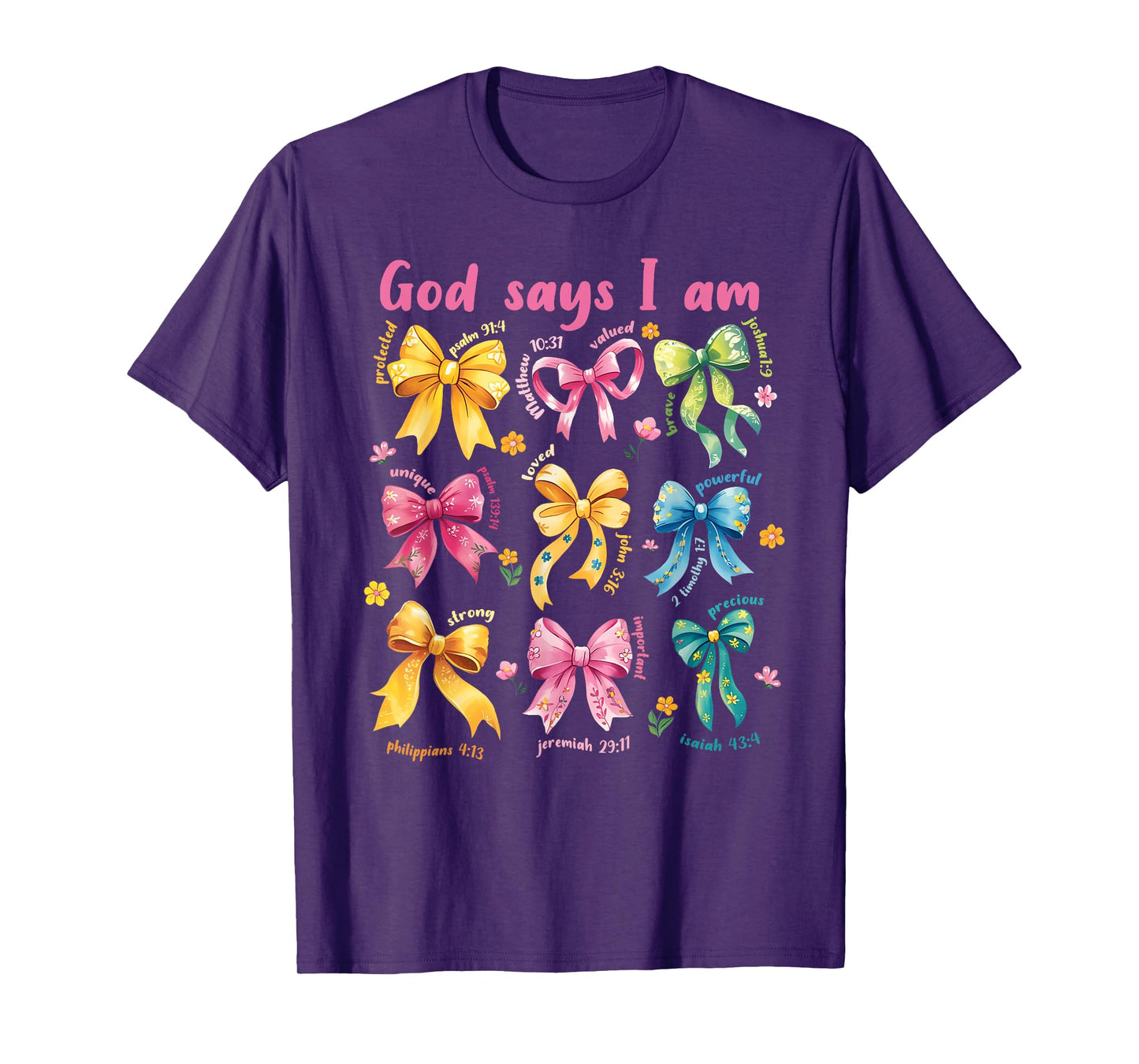 God Says I Am Coquette Bow Floral Christian Mother's Day T-Shirt