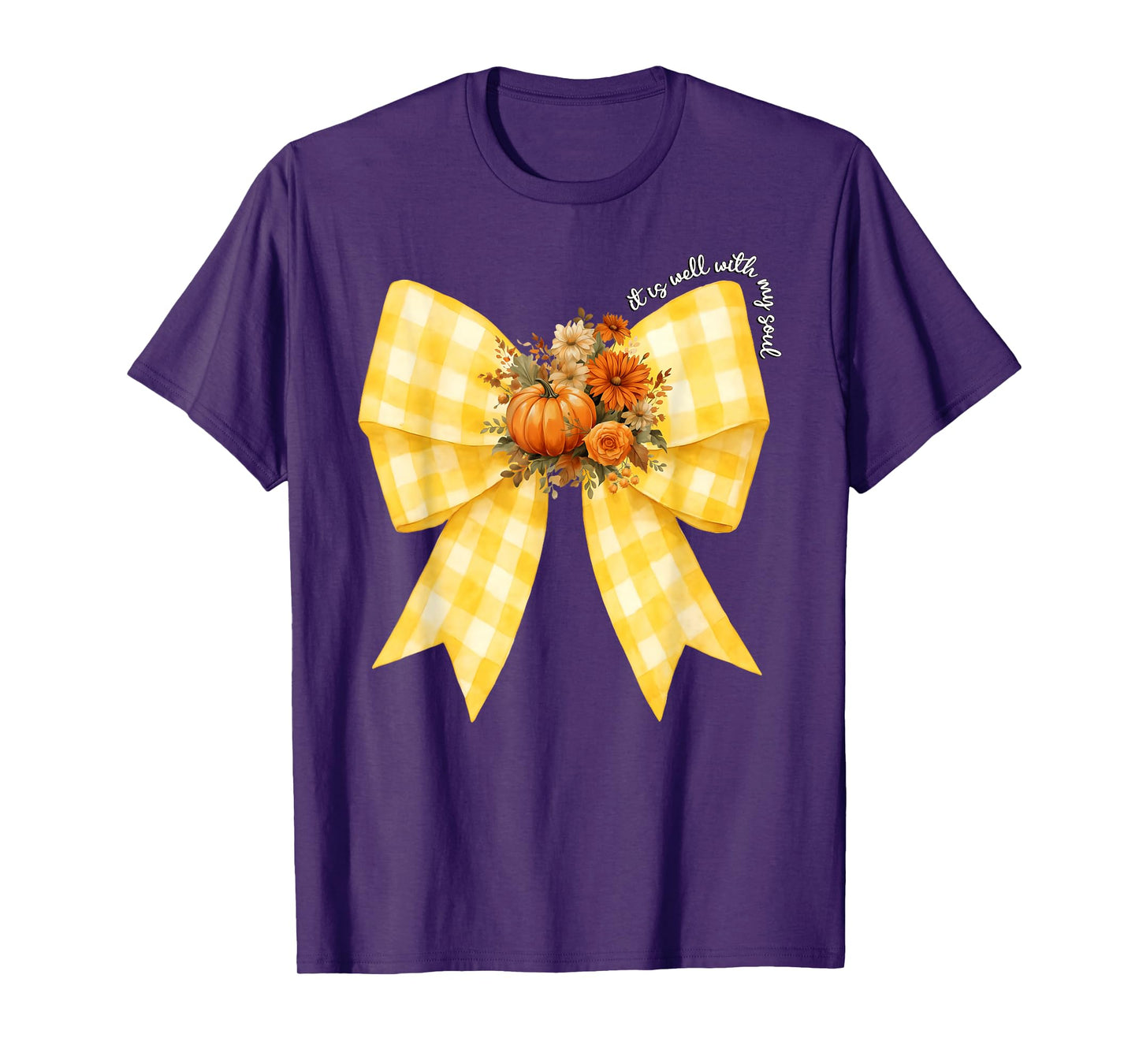 It is Well with My Soul Coquette Bow Pumpkin Fall Floral T-Shirt