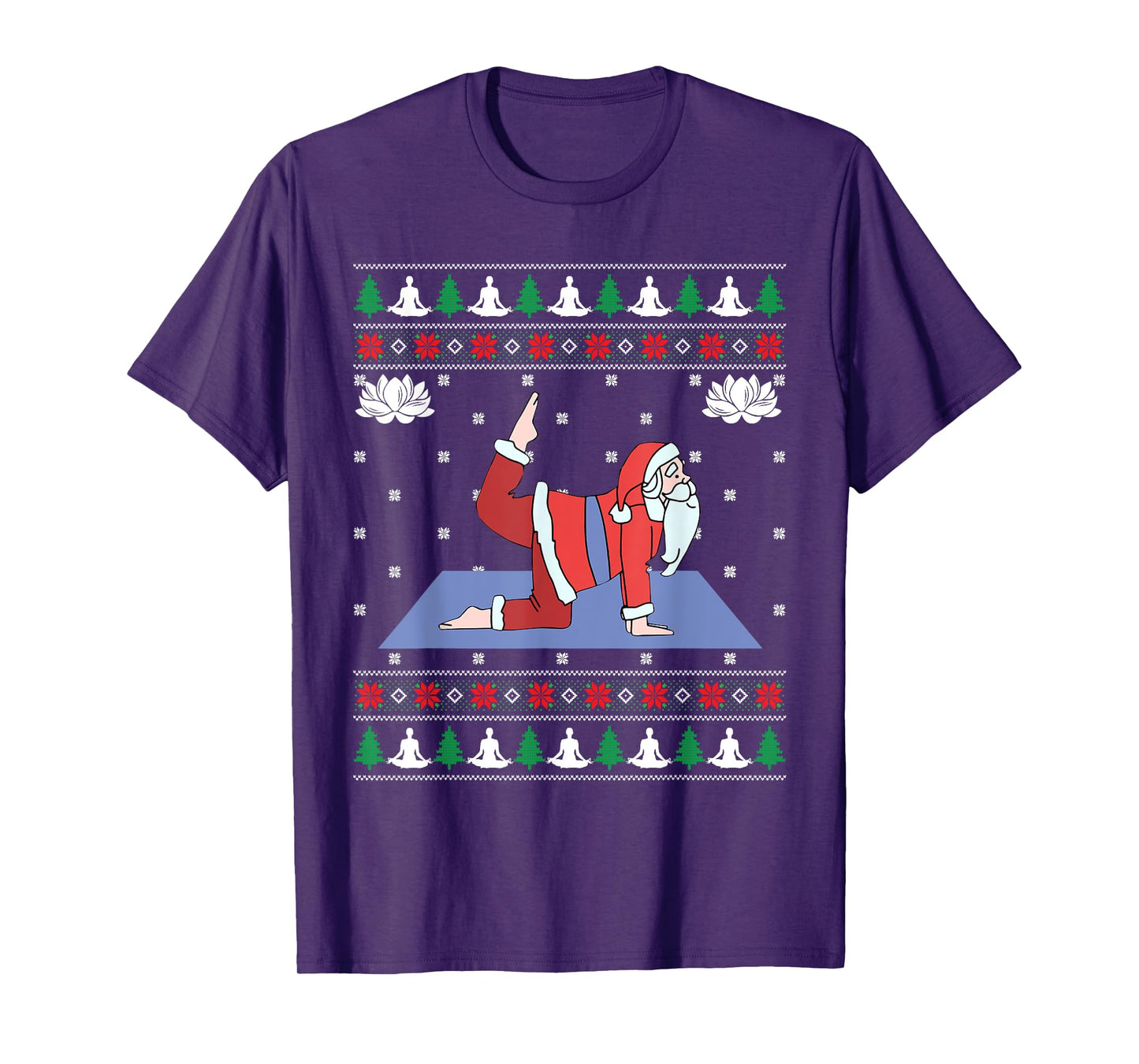 Cute Yoga Pose Santa Ugly Christmas Sweater Xmas Lovers T-Shirt