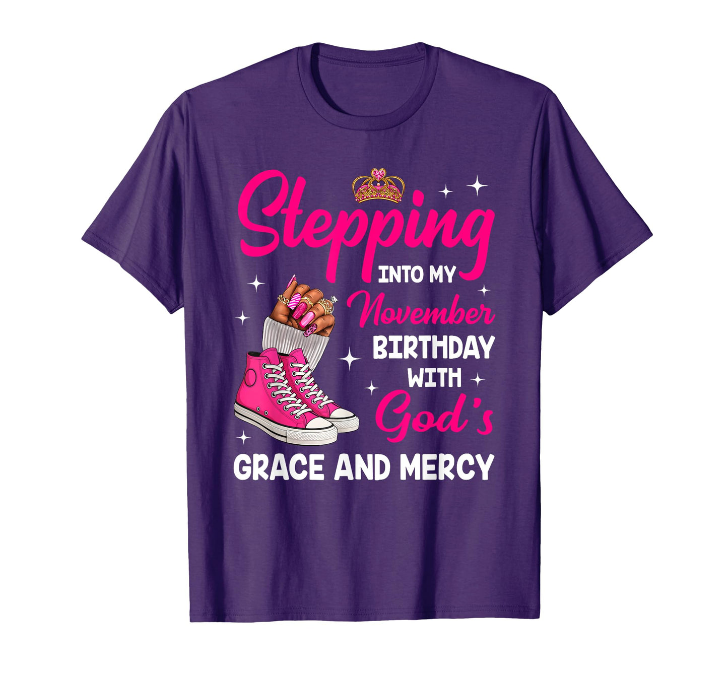 Stepping Into My November Birthday Afro Woman Melanin Queen T-Shirt
