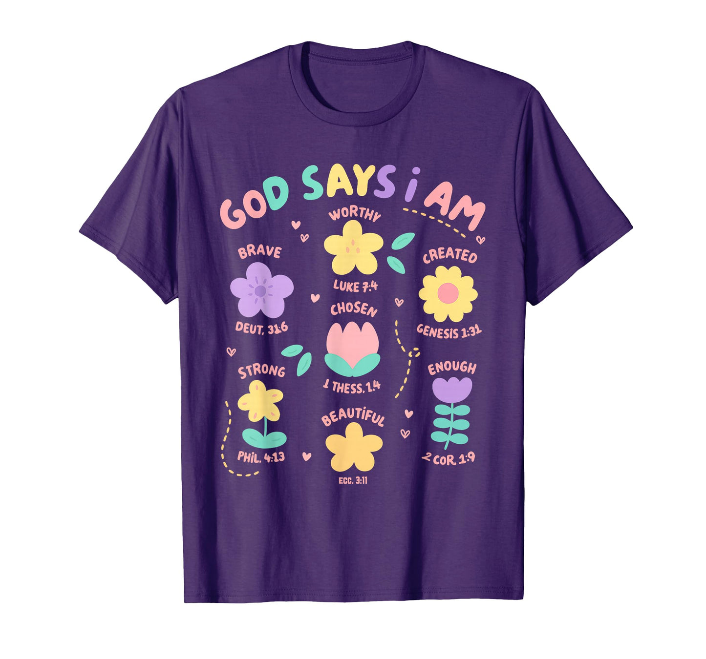 God Says I Am Flower Lover Kids Girl Christian Bible Verse T-Shirt