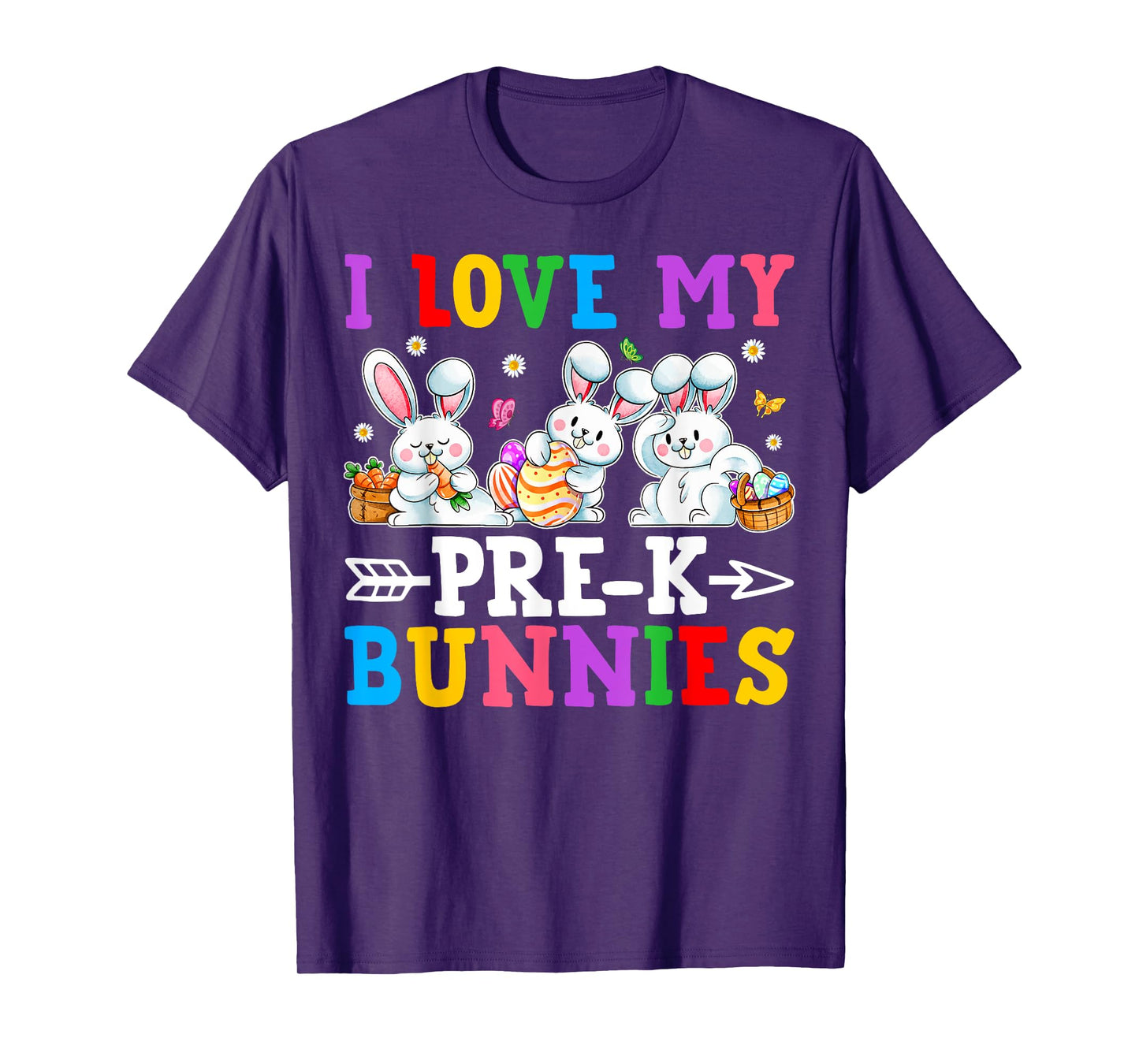 Funny I Love My Pre-K Bunnies Preschool Teacher Easter Day T-Shirt