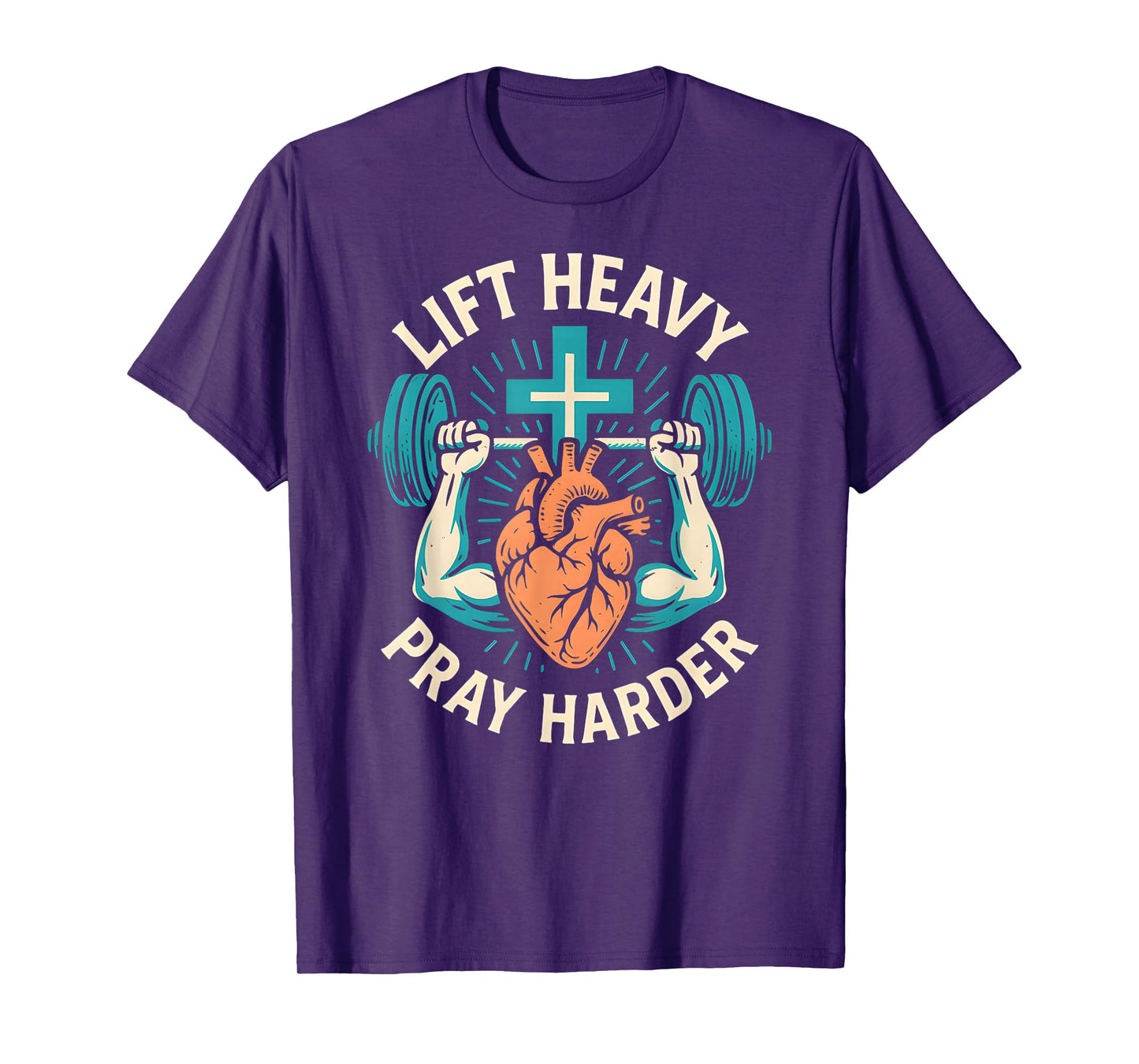Christian Fitness Lift Heavy Pray Harder Cool Mens Faith T-Shirt