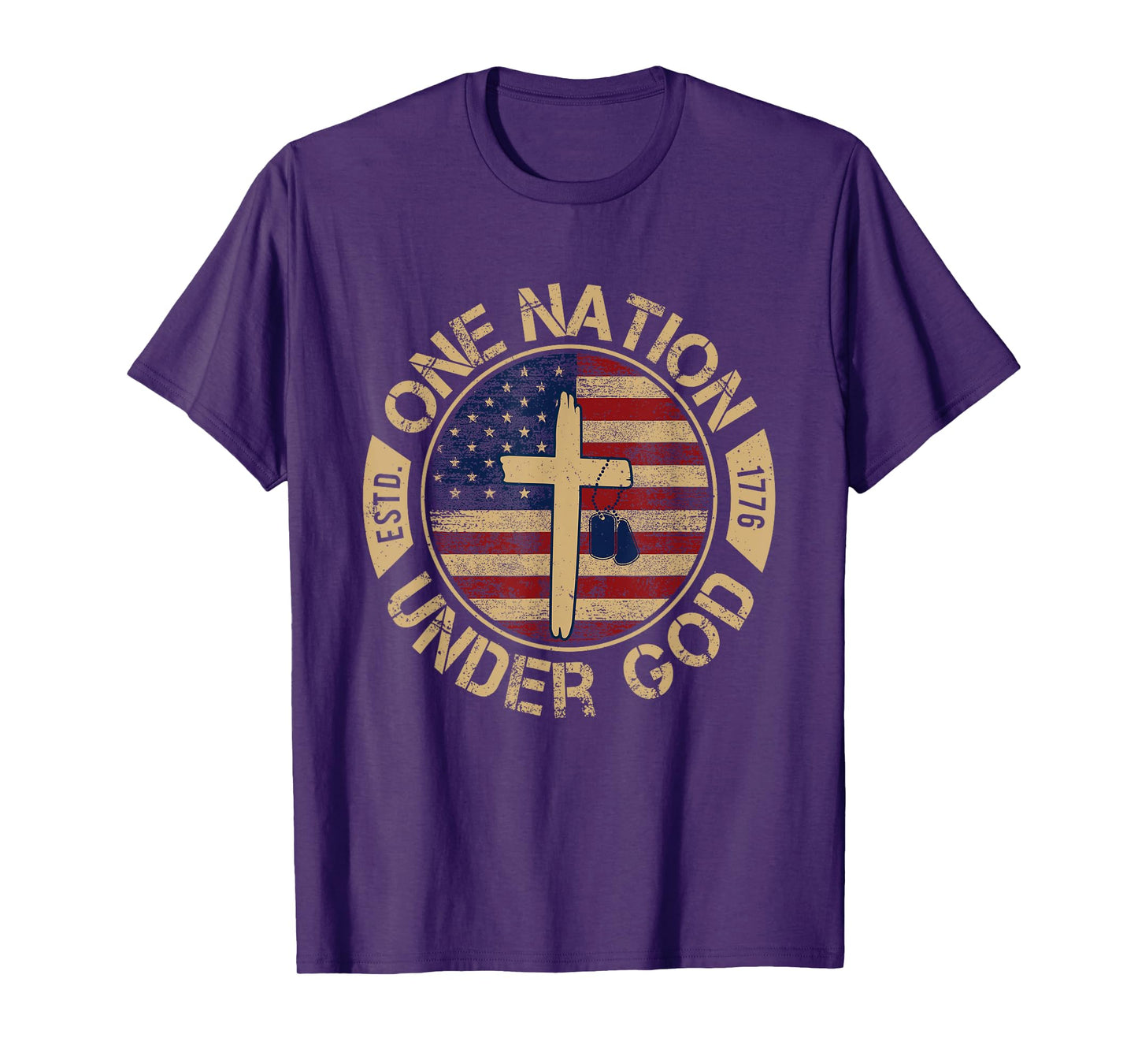 One Nation Under God Flag 4th Of July Patriotic Christian T-Shirt