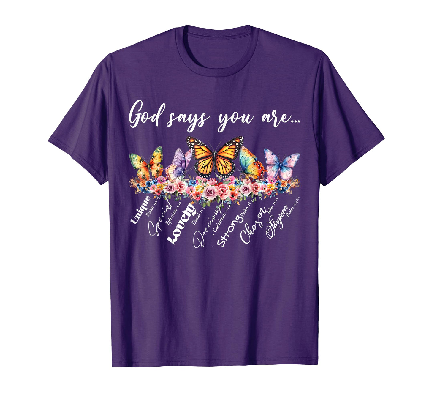 God Says You Are Bible Verse Religious Christian Butterfly T-Shirt