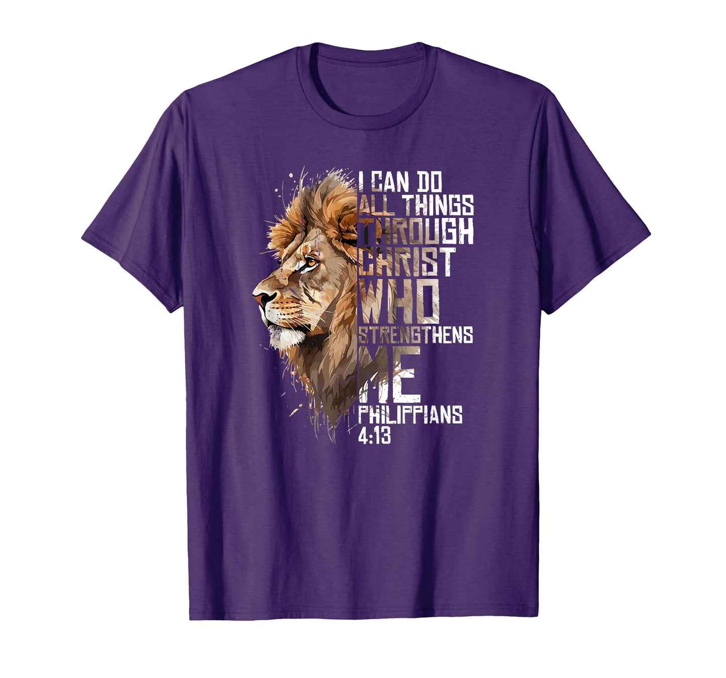 Philippians Christian Bible Verse Funny Lion Graphic Novelty T-Shirt