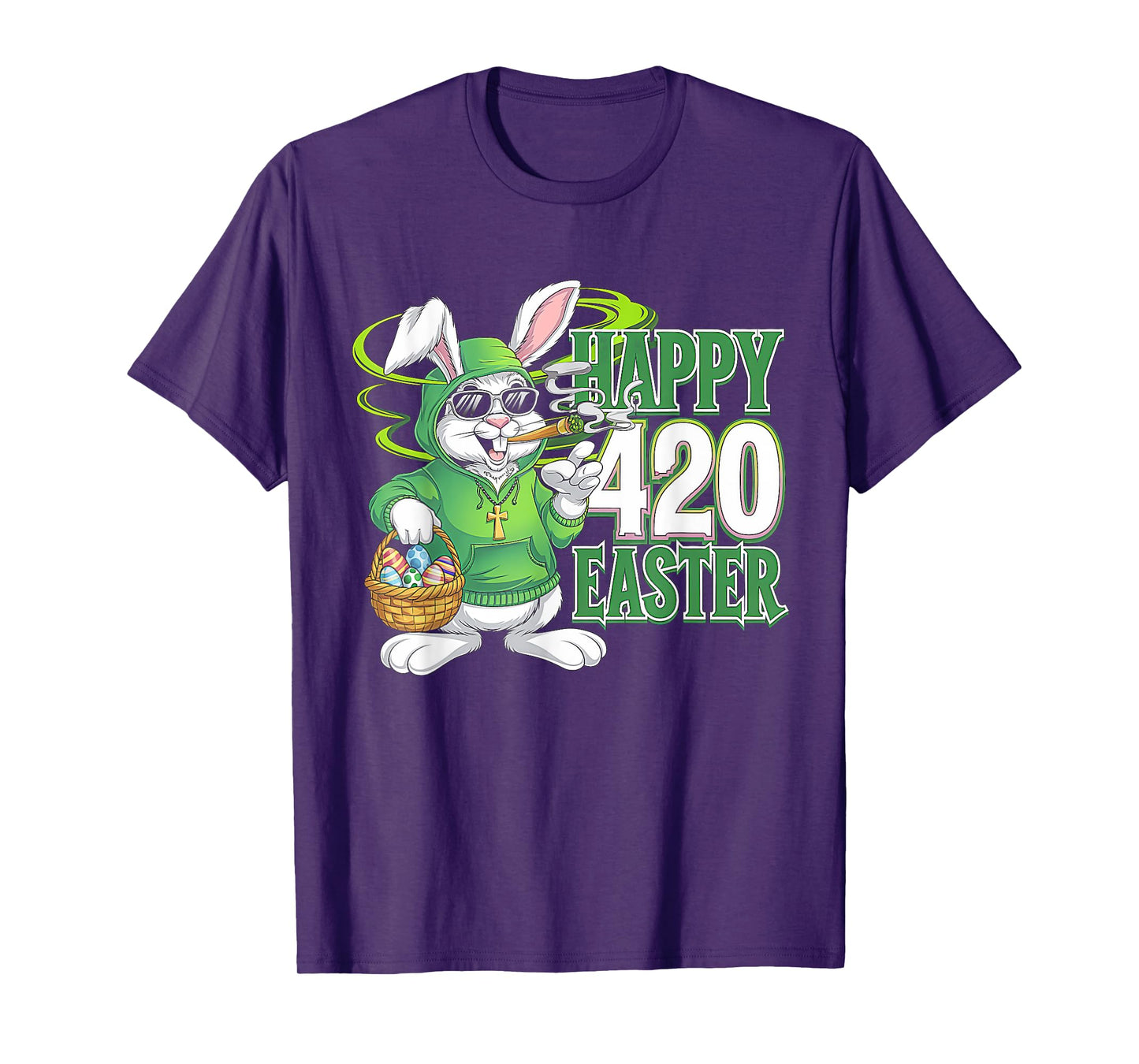 Happy 420 Easter Day Bunny Smoking Weed Marijuana Funny 420 T-Shirt