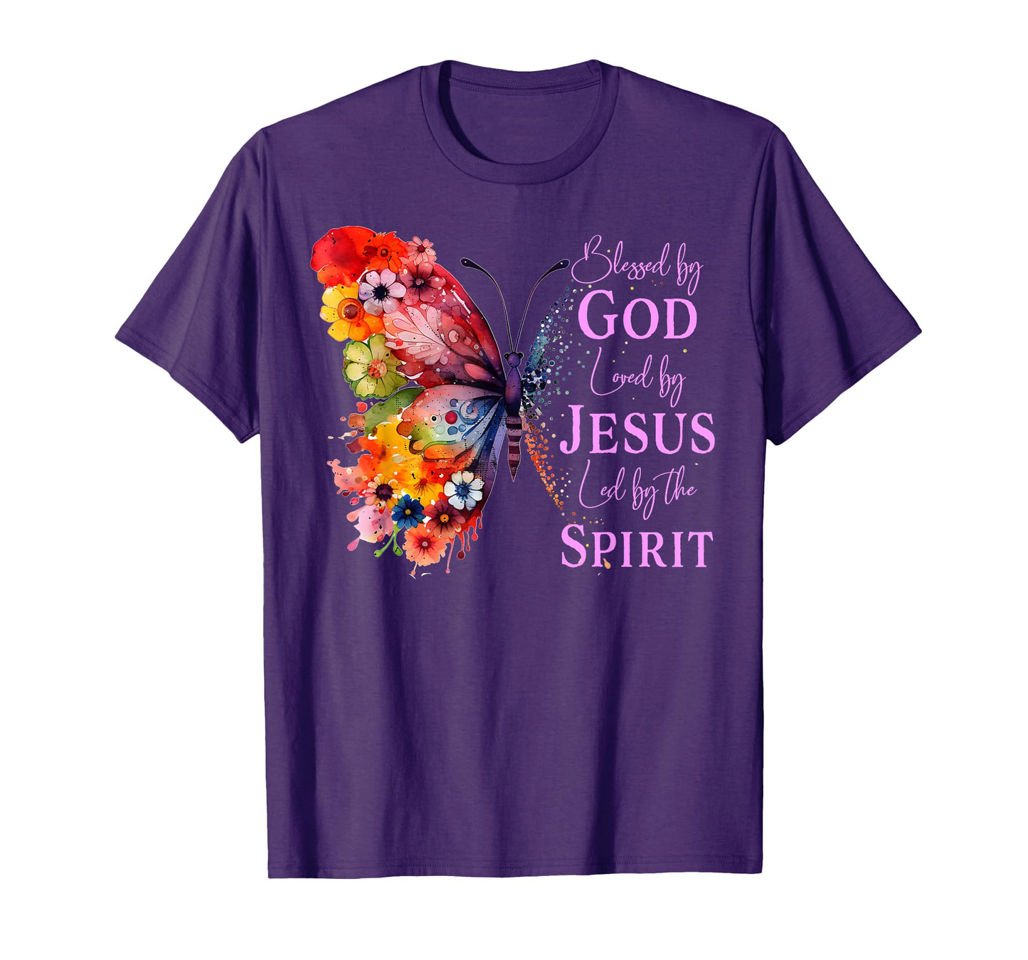 Blessed By God - Loved By Jesus Butterfly T-Shirt