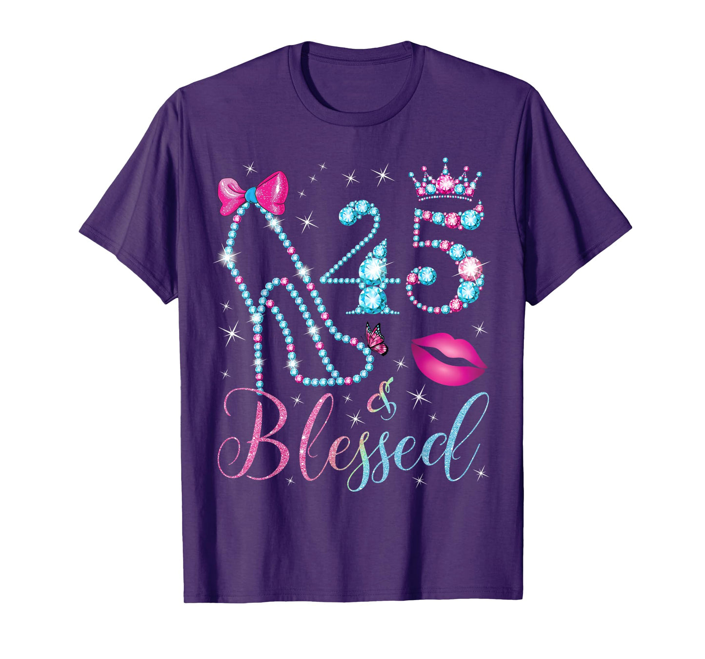 45 & Blessed 45th Birthday Party 45 Years Old Woman Queen T-Shirt