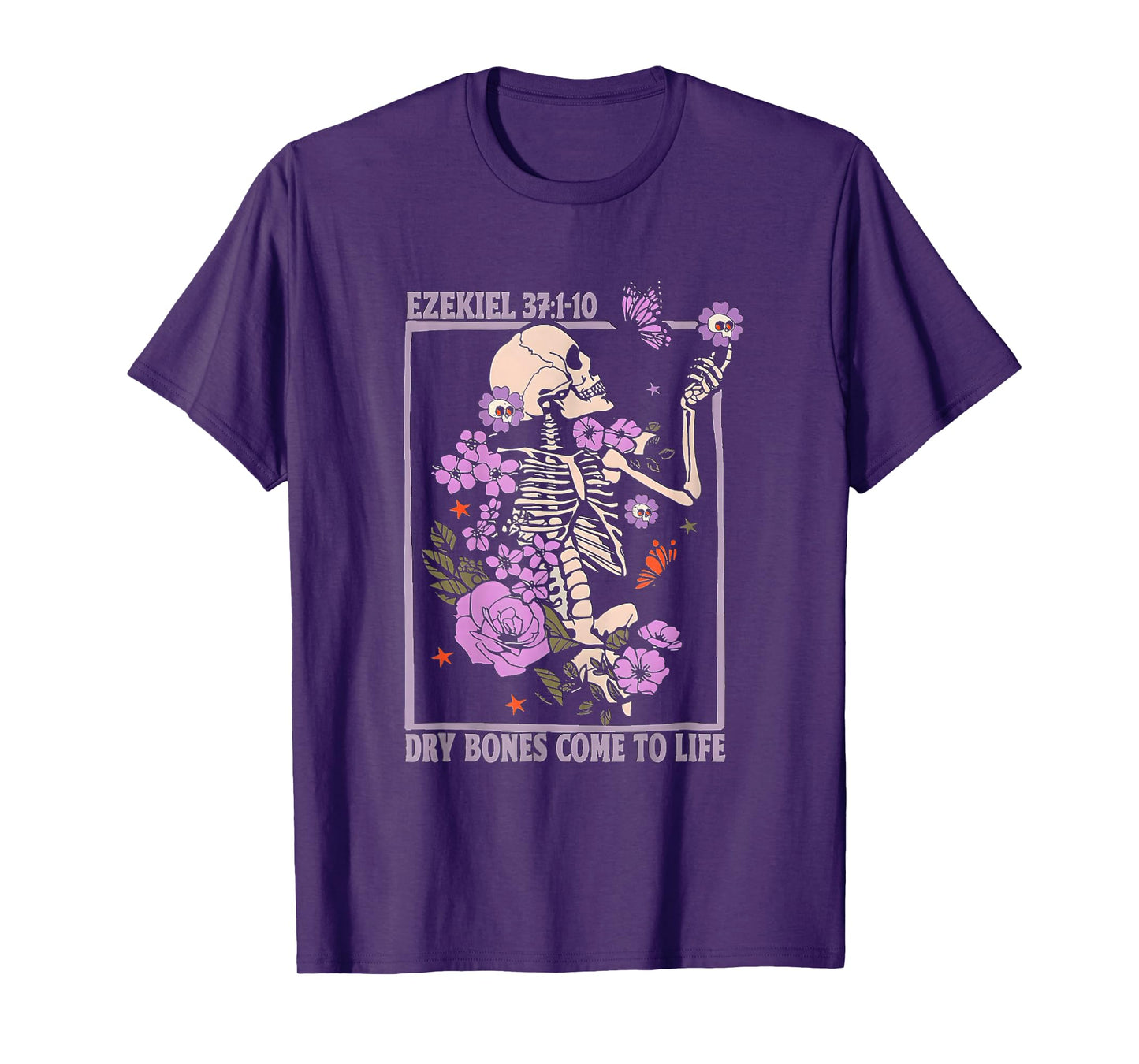 Dry Bone Come to Life Skeleton Floral Christian Halloween T-Shirt