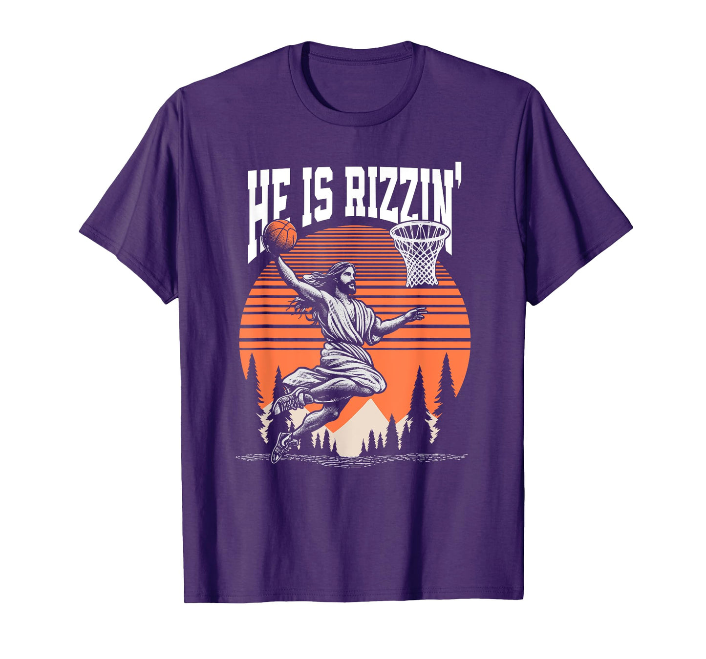 He is Risen Rizzin' Easter Jesus Christian Faith Basketball T-Shirt