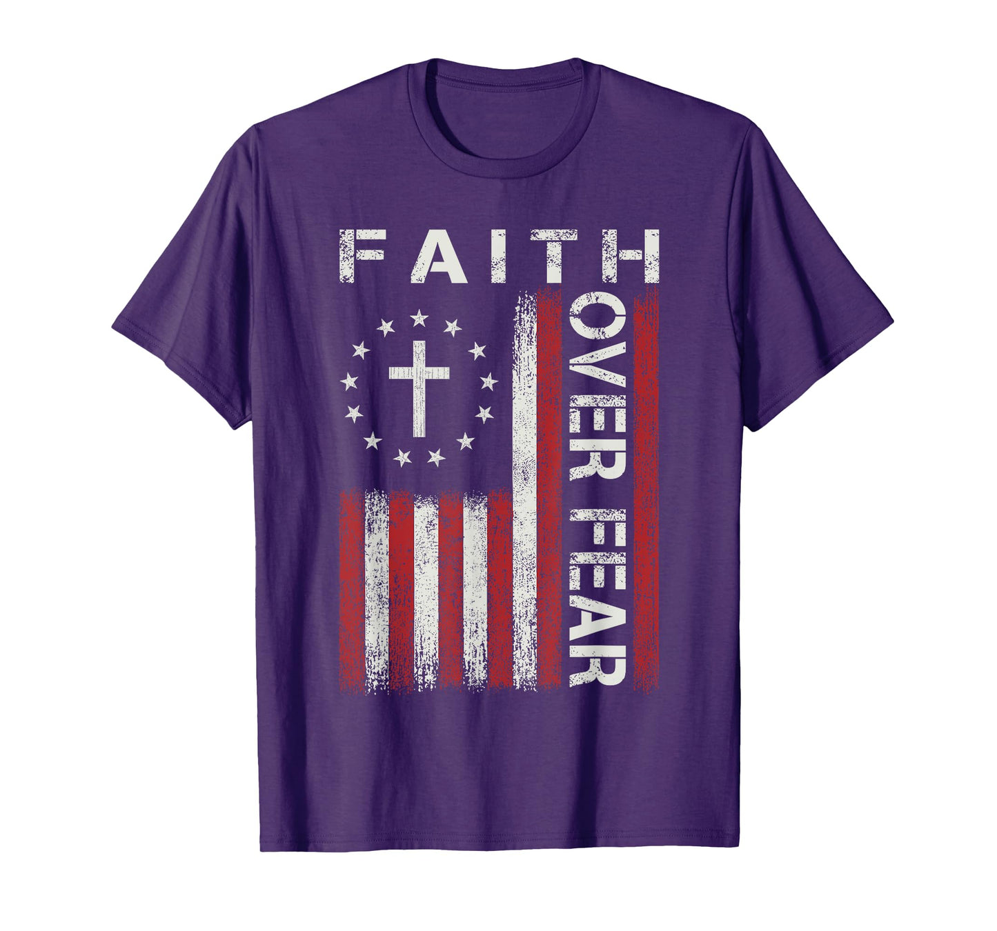 Faith Over Fear God Jesus Christian Bible Cross Religious T-Shirt