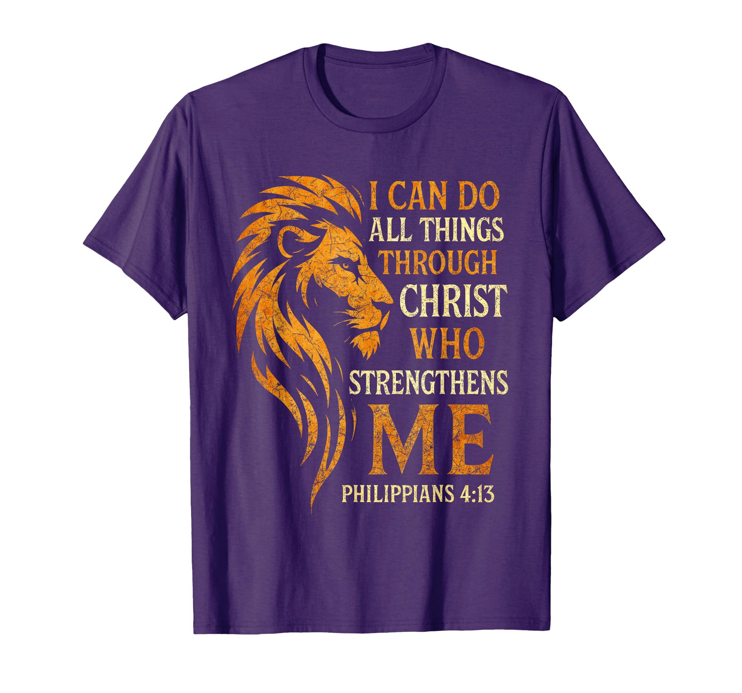 Philippians 4:13 Christian Lion Faith Religious Bible Verse T-Shirt