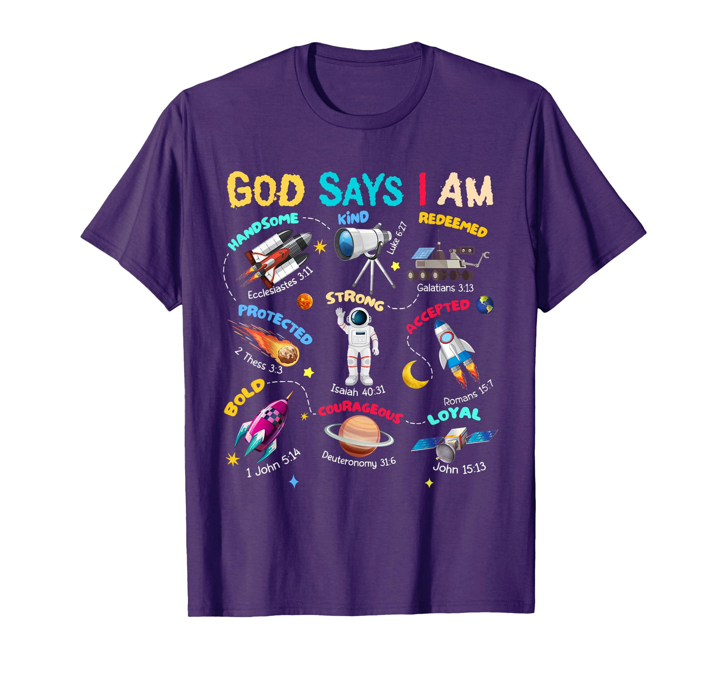 God Says I Am Planets Science Solar Star System Christ Bible T-Shirt