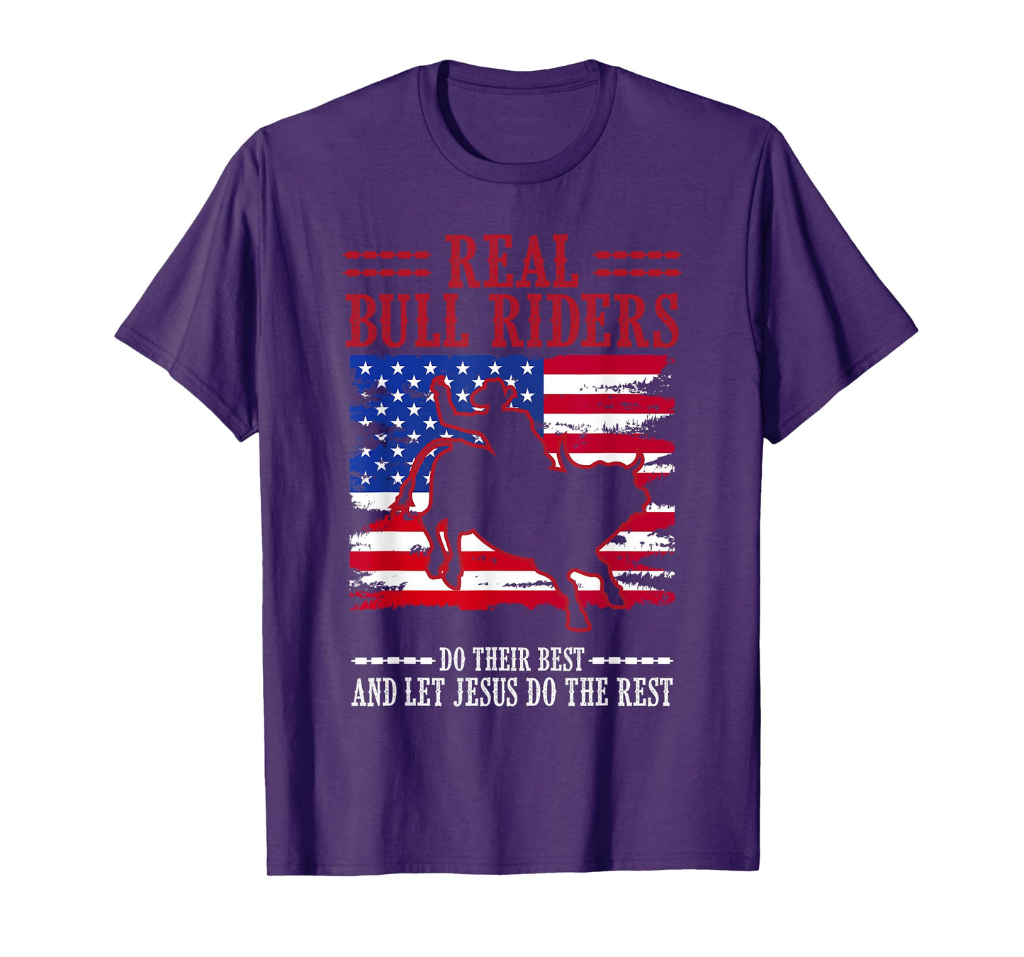 Bull Riding American Flag Rodeo Patriotic Christian Rider T-Shirt