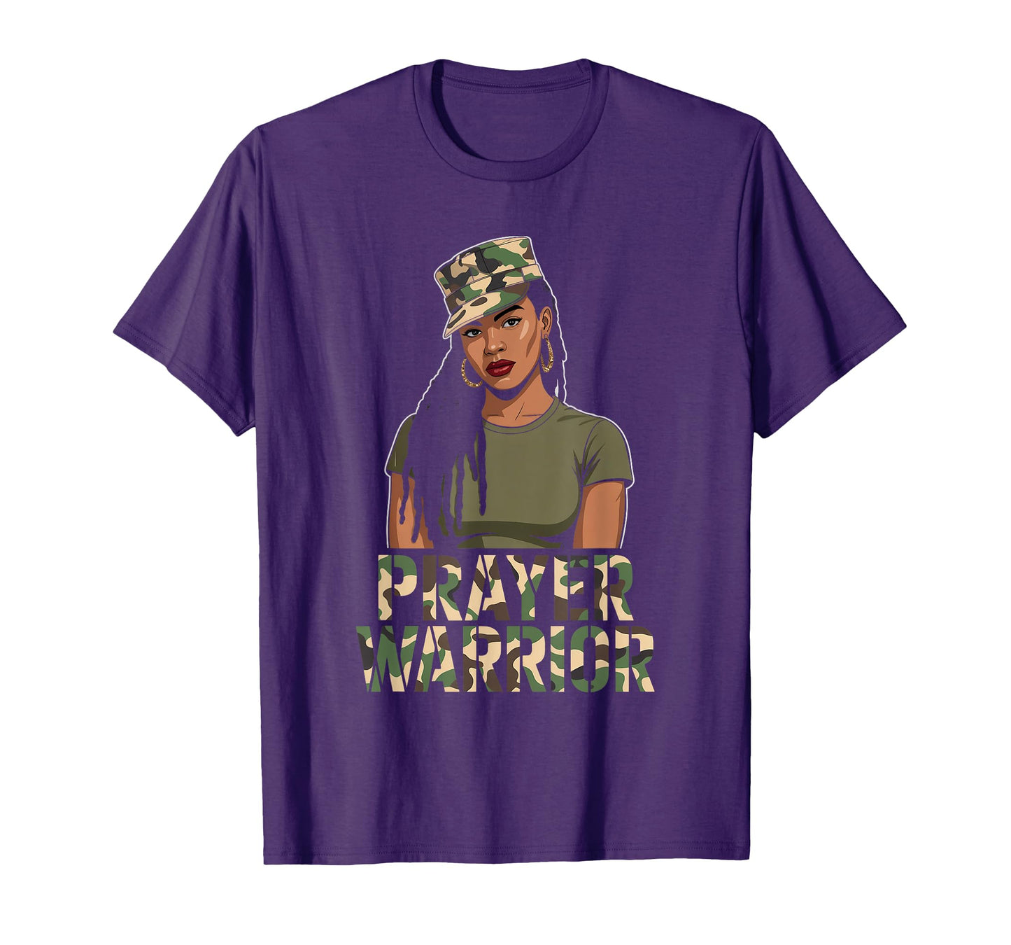 Black Girl Women Camo Prayer Warrior God Jesus Christian T-Shirt