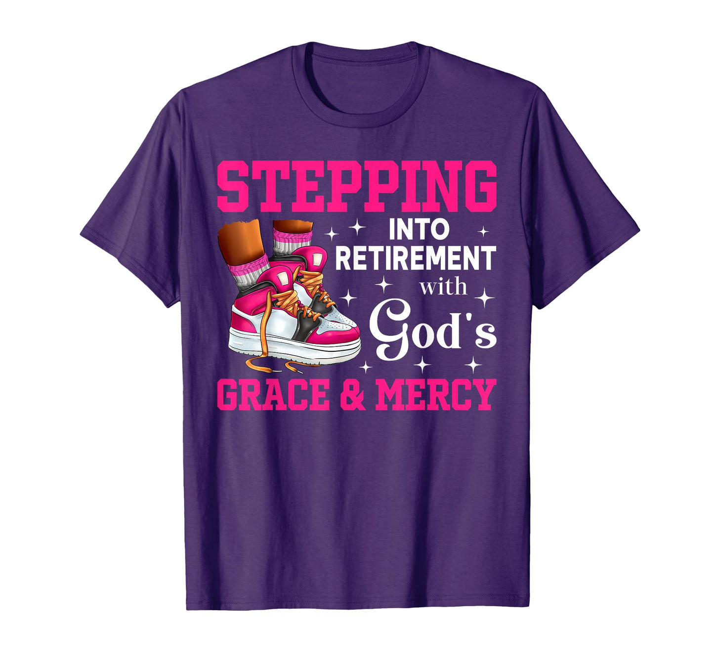 Stepping Into Retirement With God's Grace & Mercy Sneakers T-Shirt