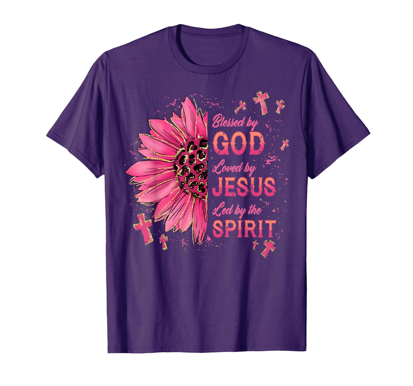 Blessed by God Loved by Jesus Sunflower Christian Faith T-Shirt