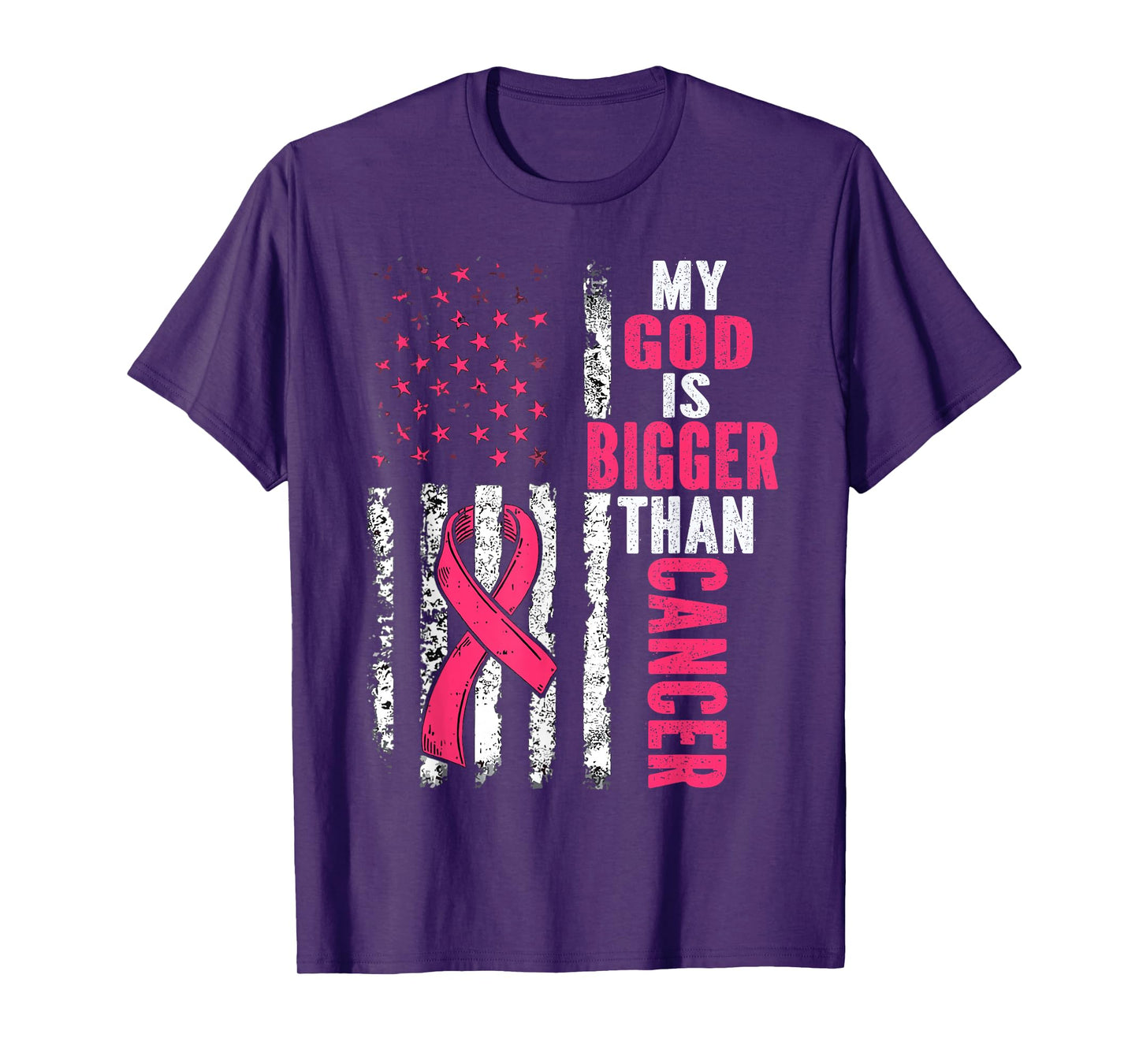 My God is Bigger Than Cancer Breast Cute Pink Ribbon Jesus T-Shirt