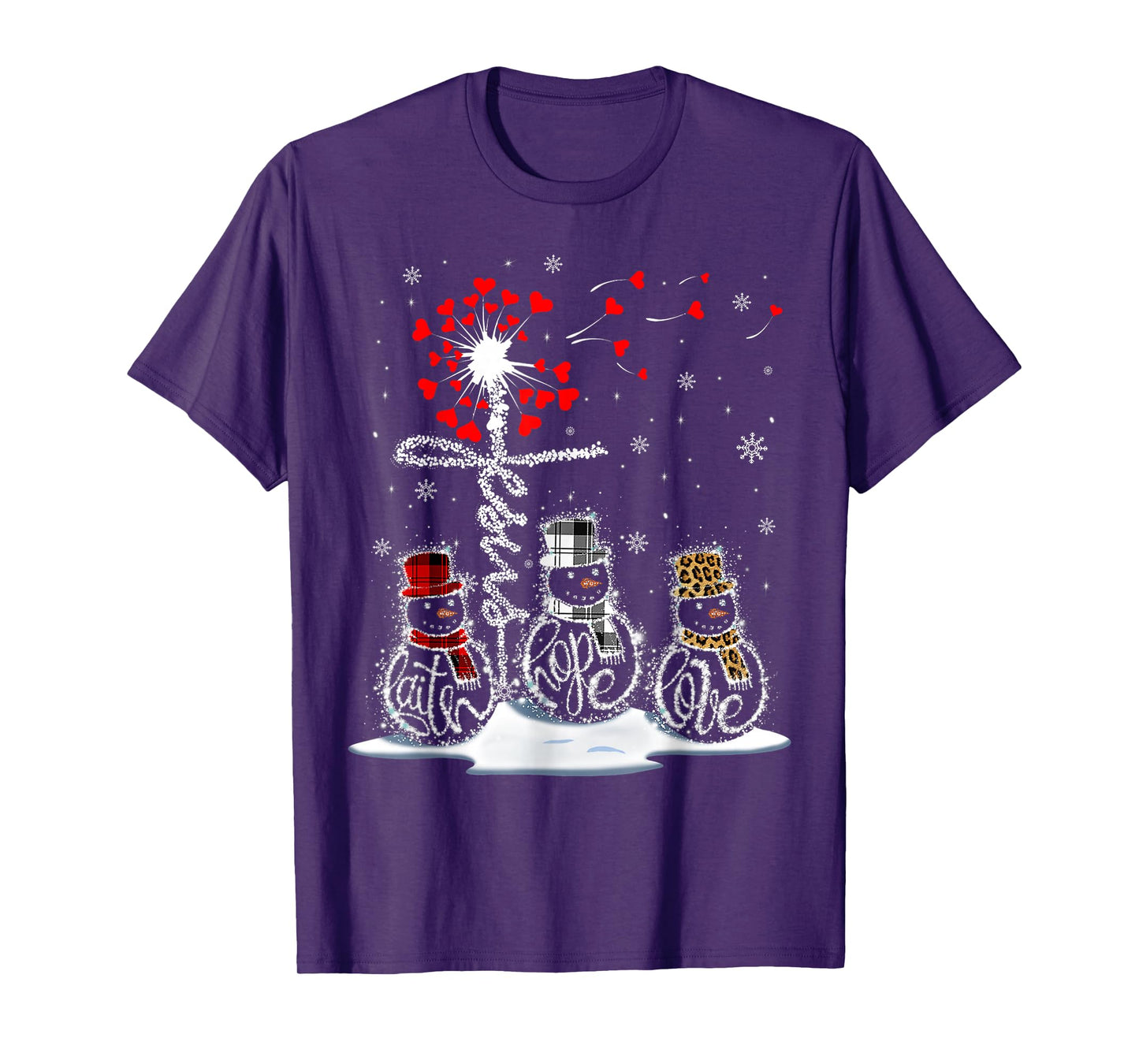 Funny Christmas 2025 Faith Hope Love Snowman Christian Cross T-Shirt