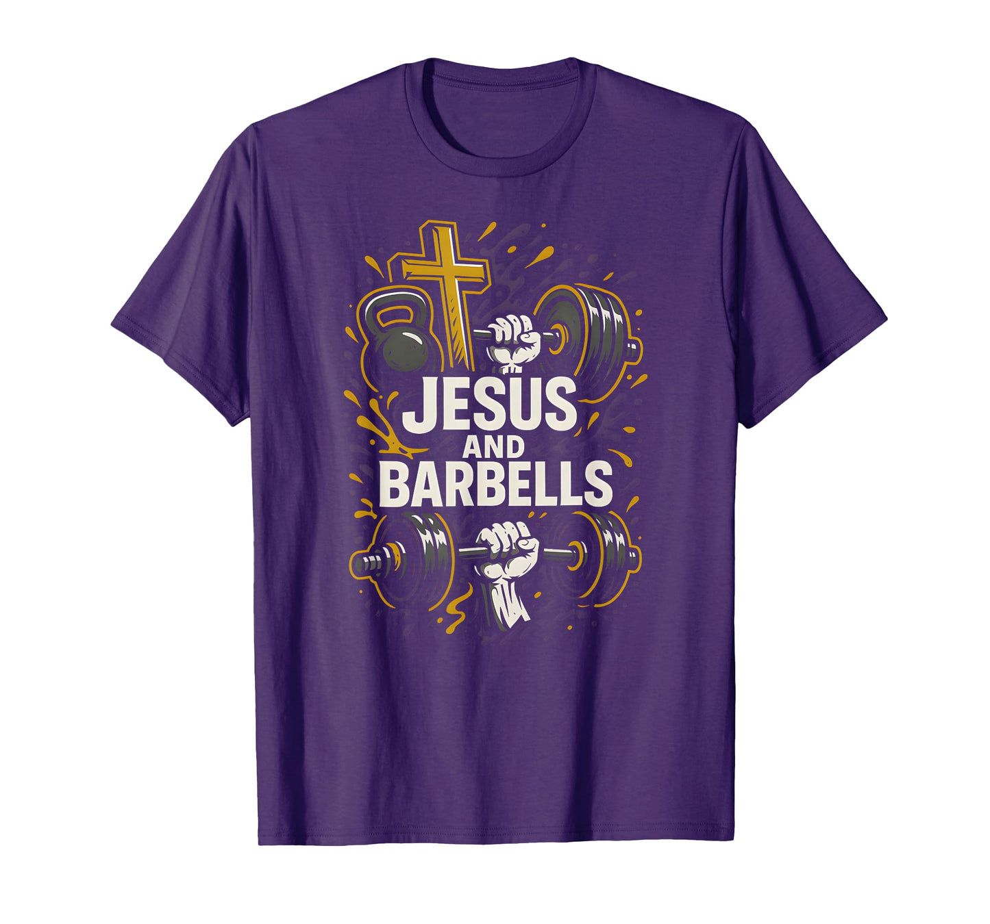 Christian Fitness Jesus and Barbells Cool Mens Faith Apparel T-Shirt